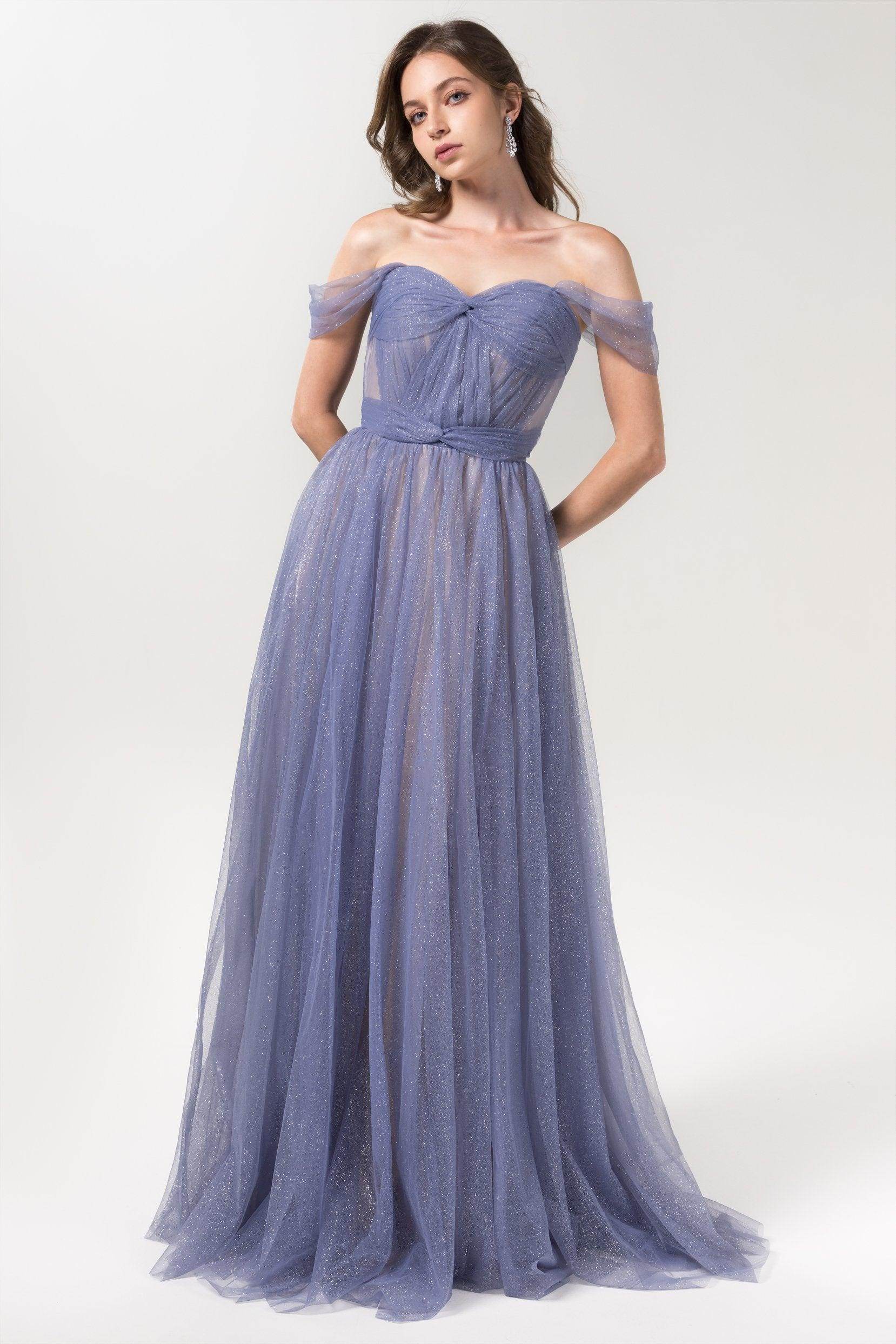 A-Line Floor Length Sparkling Tulle Bridesmaid Dress Formal Dresses CB0608PS
