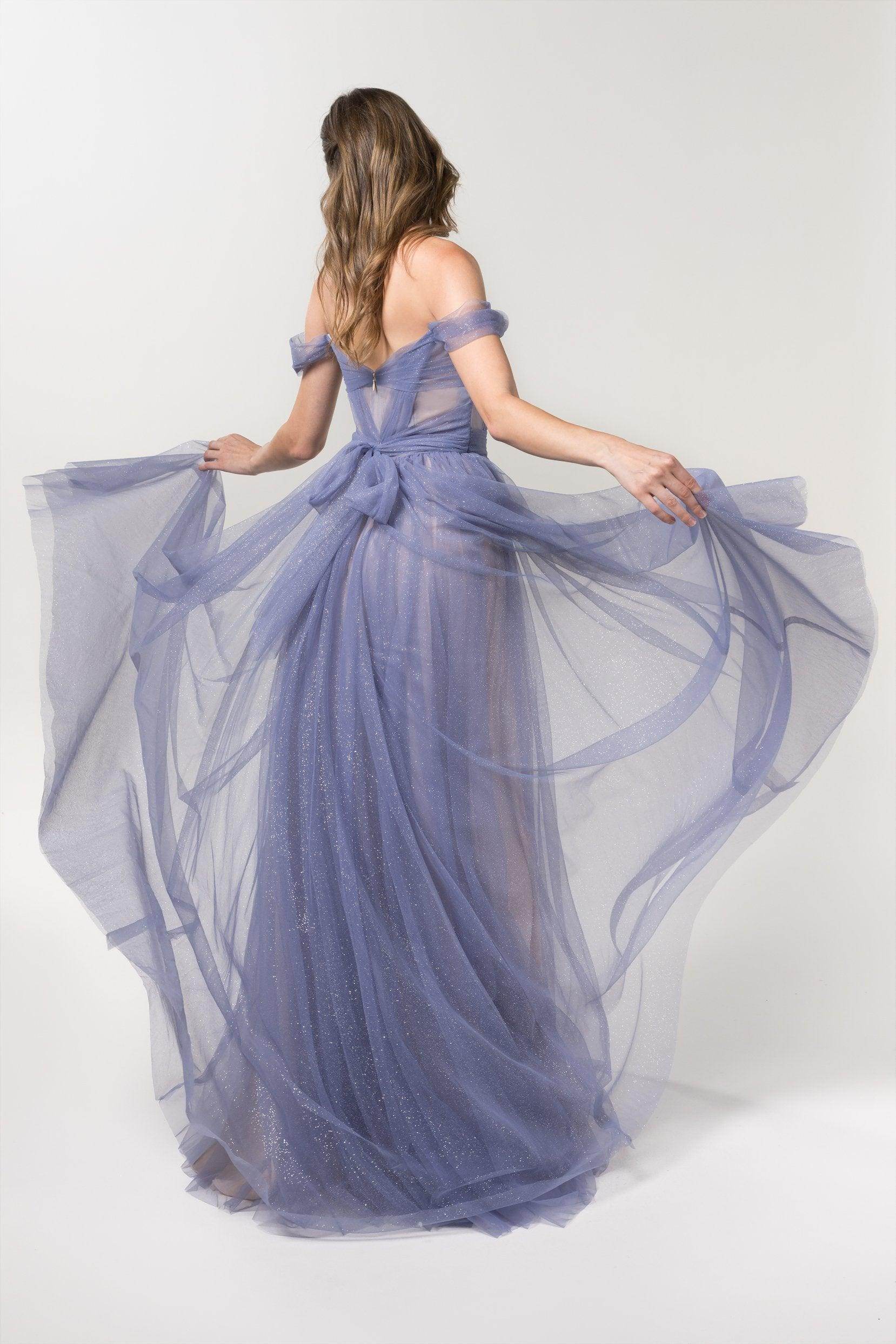 A-Line Floor Length Sparkling Tulle Bridesmaid Dress Formal Dresses CB0608PS