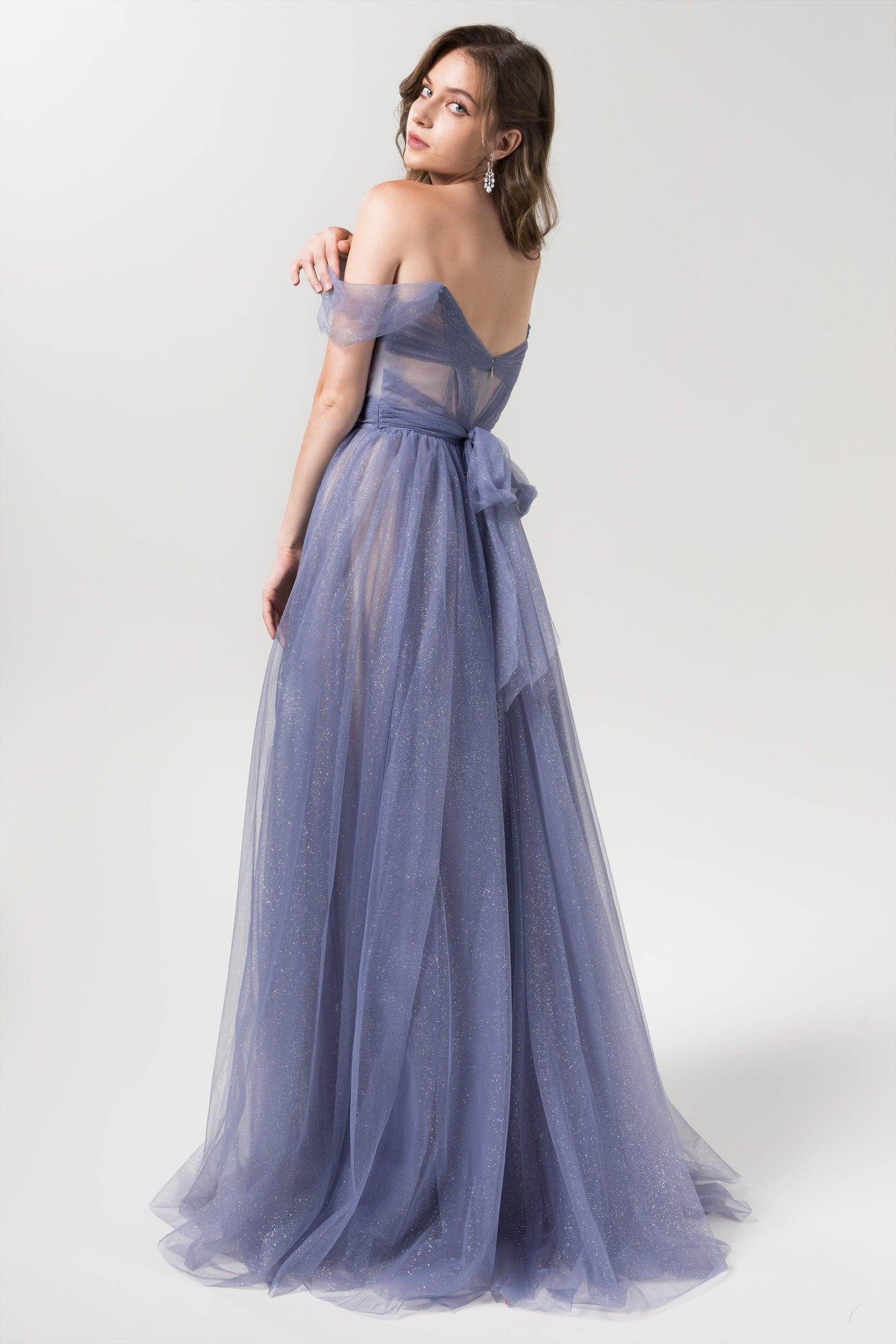 A-Line Floor Length Sparkling Tulle Bridesmaid Dress Formal Dresses CB0608PS