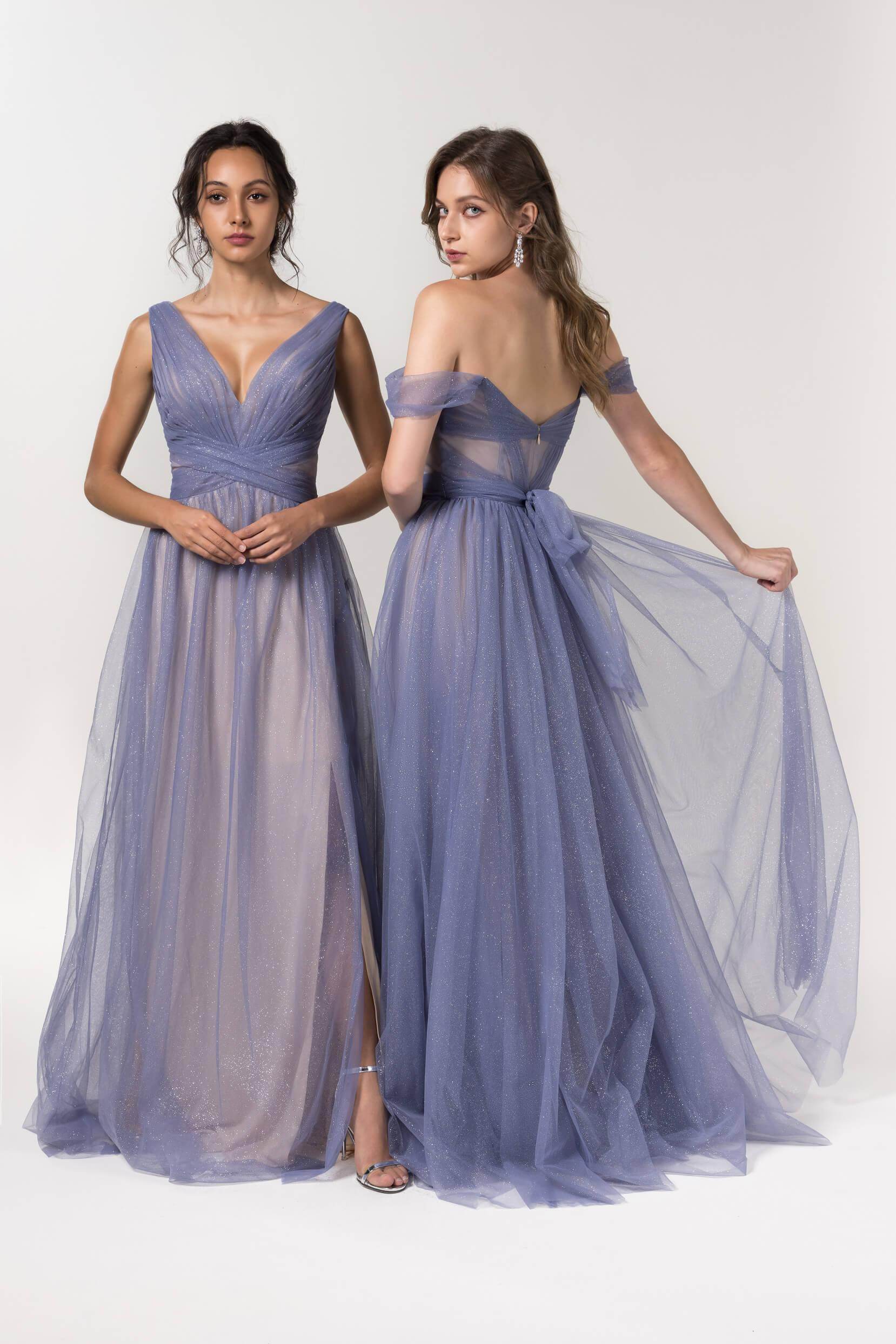 A-Line Floor Length Sparkling Tulle Bridesmaid Dress Formal Dresses CB0608PS