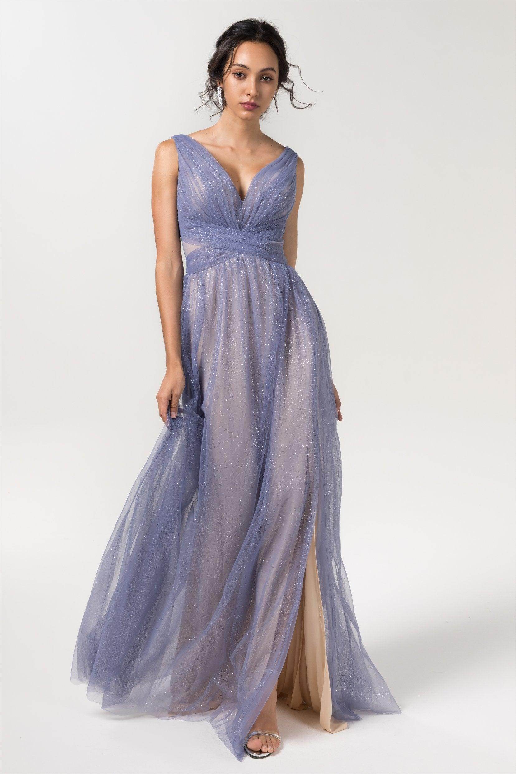A-Line Floor Length Sparkling Tulle Bridesmaid Dress Formal Dresses CB0609PS