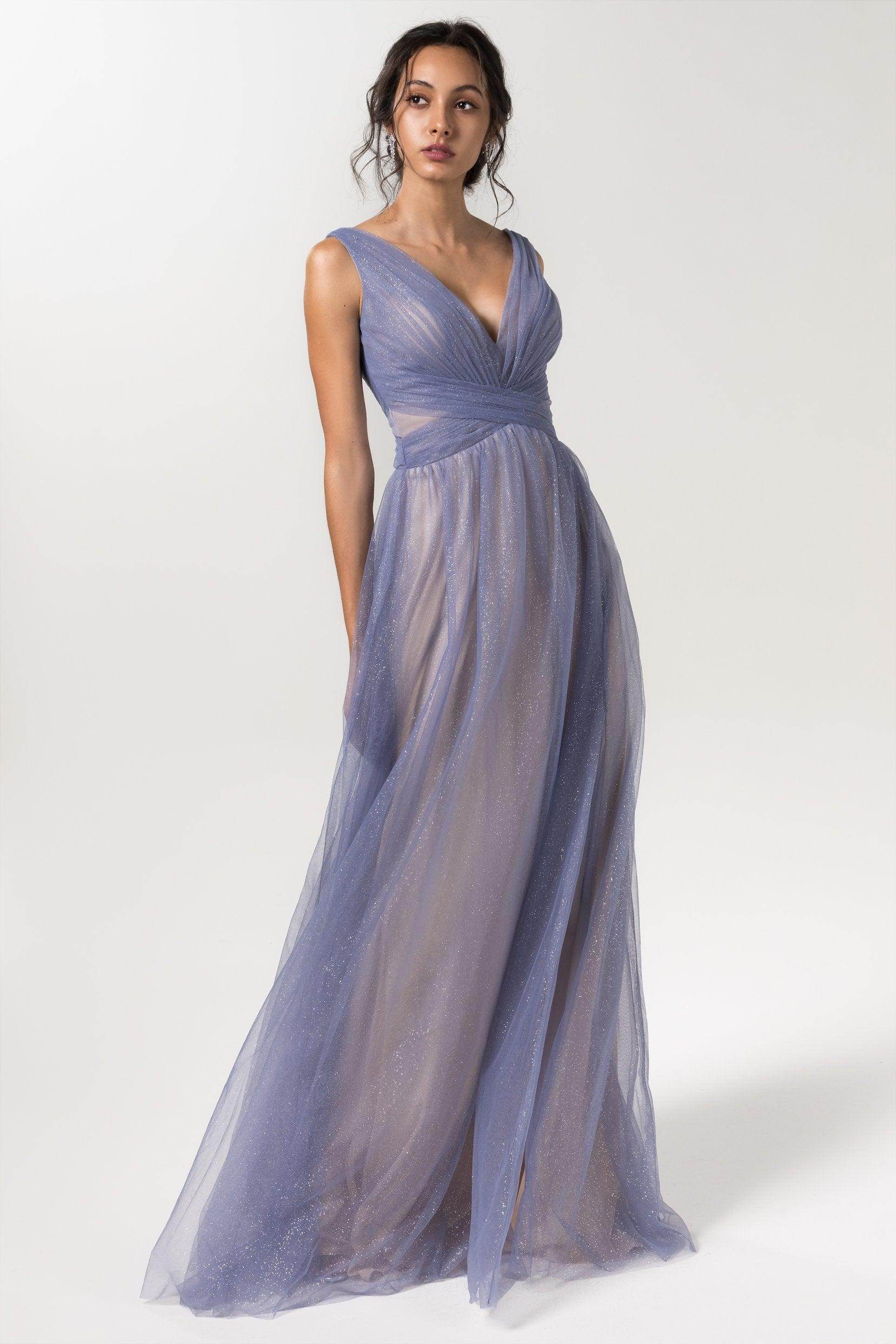 A-Line Floor Length Sparkling Tulle Bridesmaid Dress Formal Dresses CB0609PS