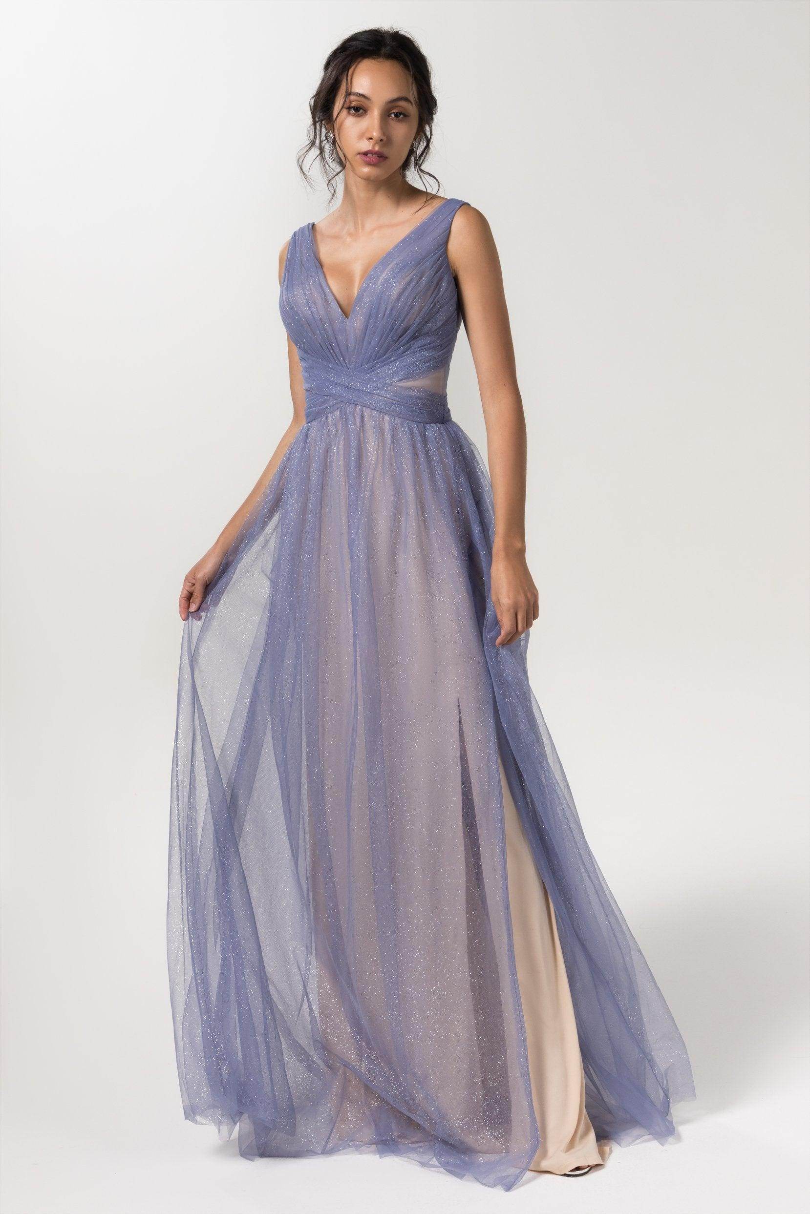 A-Line Floor Length Sparkling Tulle Bridesmaid Dress Formal Dresses CB0609PS
