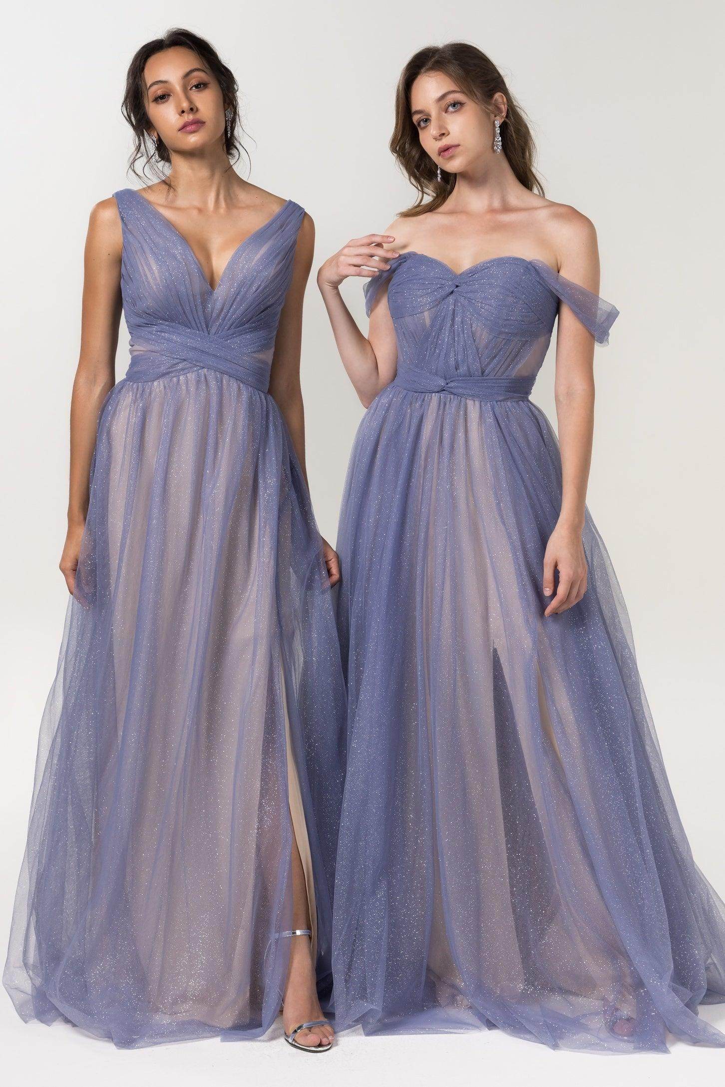 A-Line Floor Length Sparkling Tulle Bridesmaid Dress Formal Dresses CB0609PS