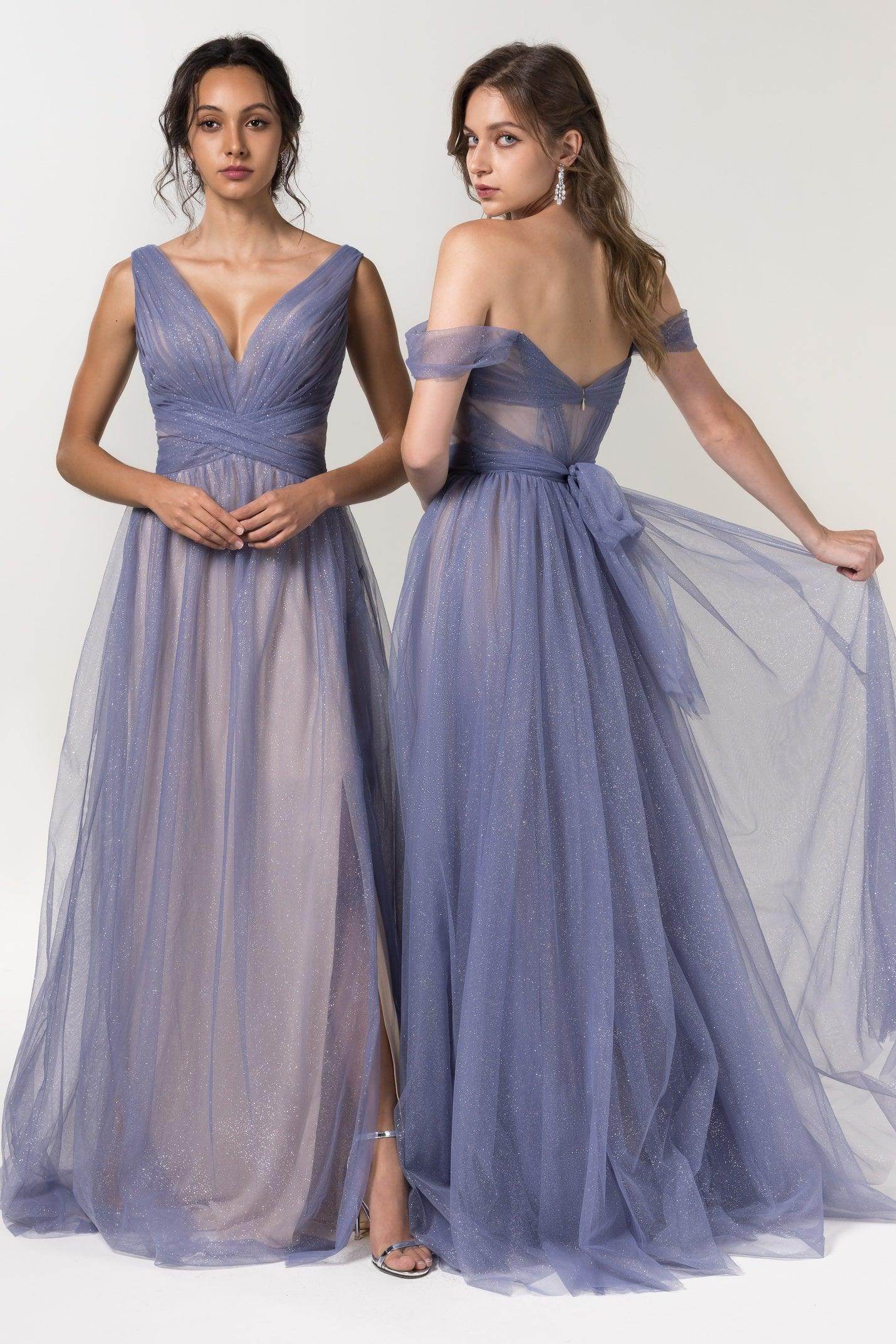 A-Line Floor Length Sparkling Tulle Bridesmaid Dress Formal Dresses CB0609PS