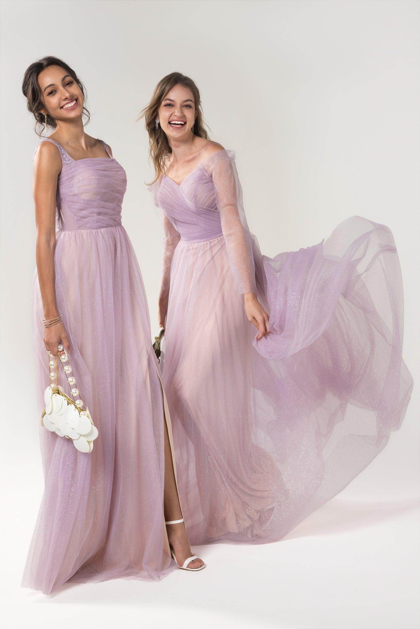 A-Line Floor Length Sparkling Tulle Bridesmaid Dress Formal Dresses CB0616