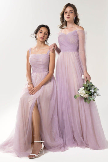 A-Line Floor Length Sparkling Tulle Bridesmaid Dress Formal Dresses CB0616
