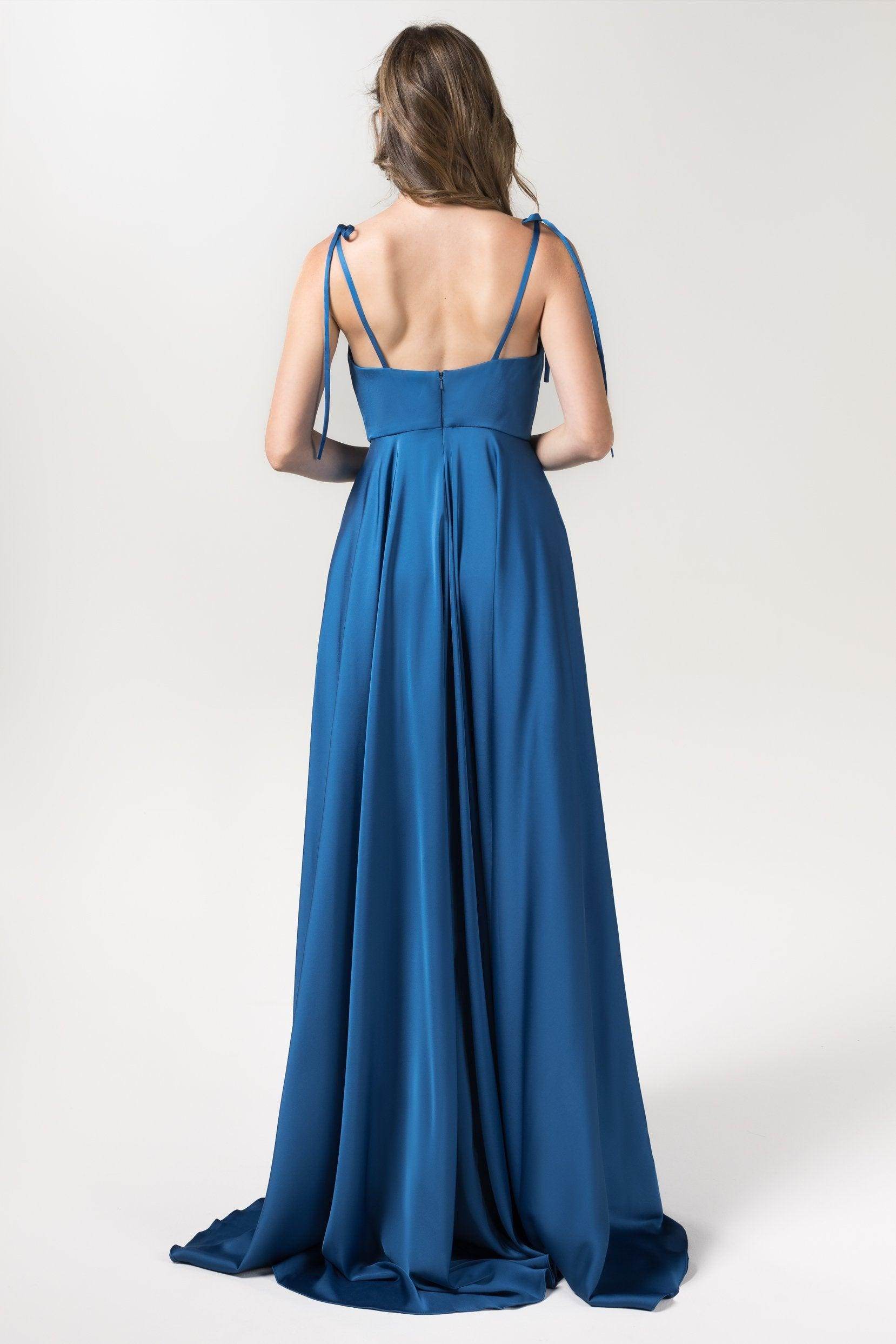 A-Line Sweep-Brush Train Luxe Satin Bridesmaid Dress Formal Dresses CB0620