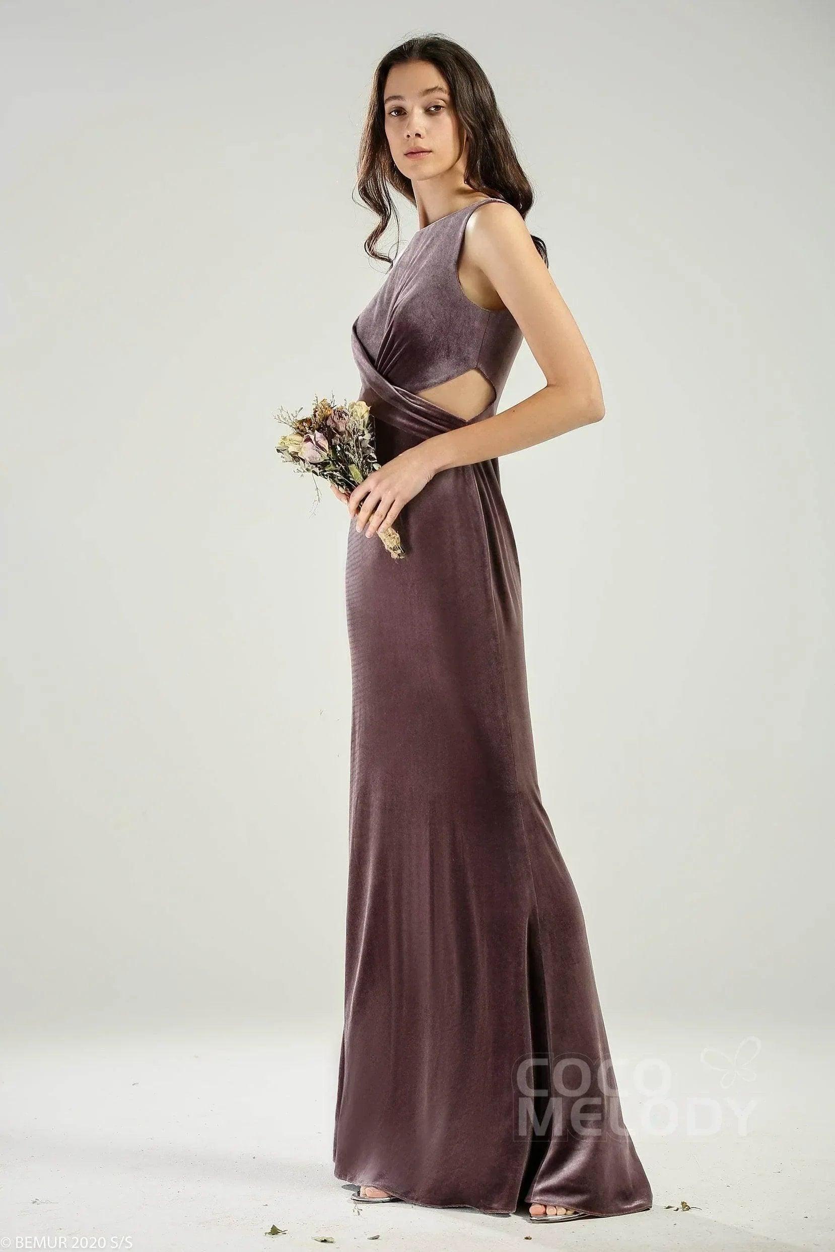 Sheath-Column Floor Length Velvet Dress CB0624CS