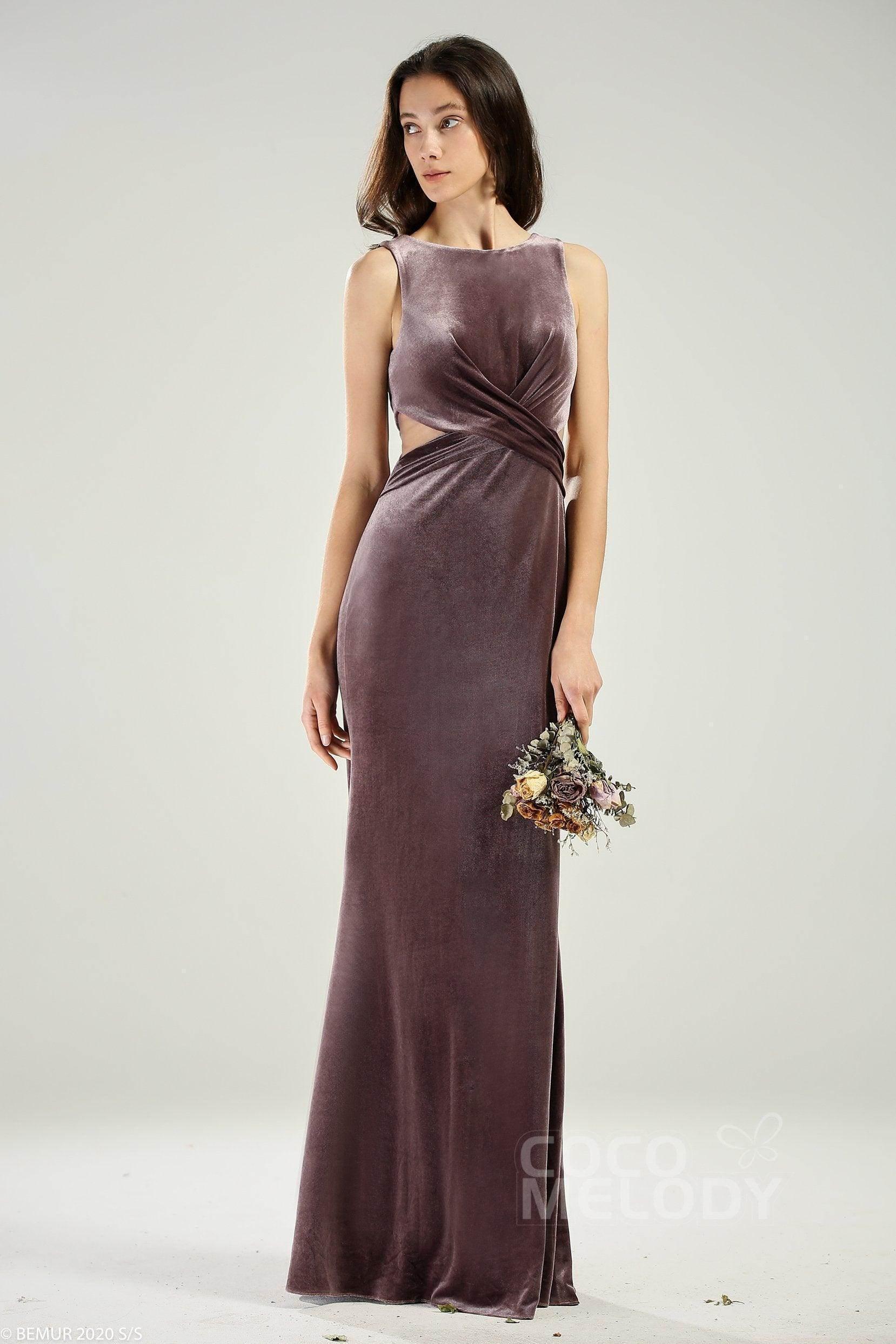 Sheath-Column Floor Length Velvet Dress CB0624CS