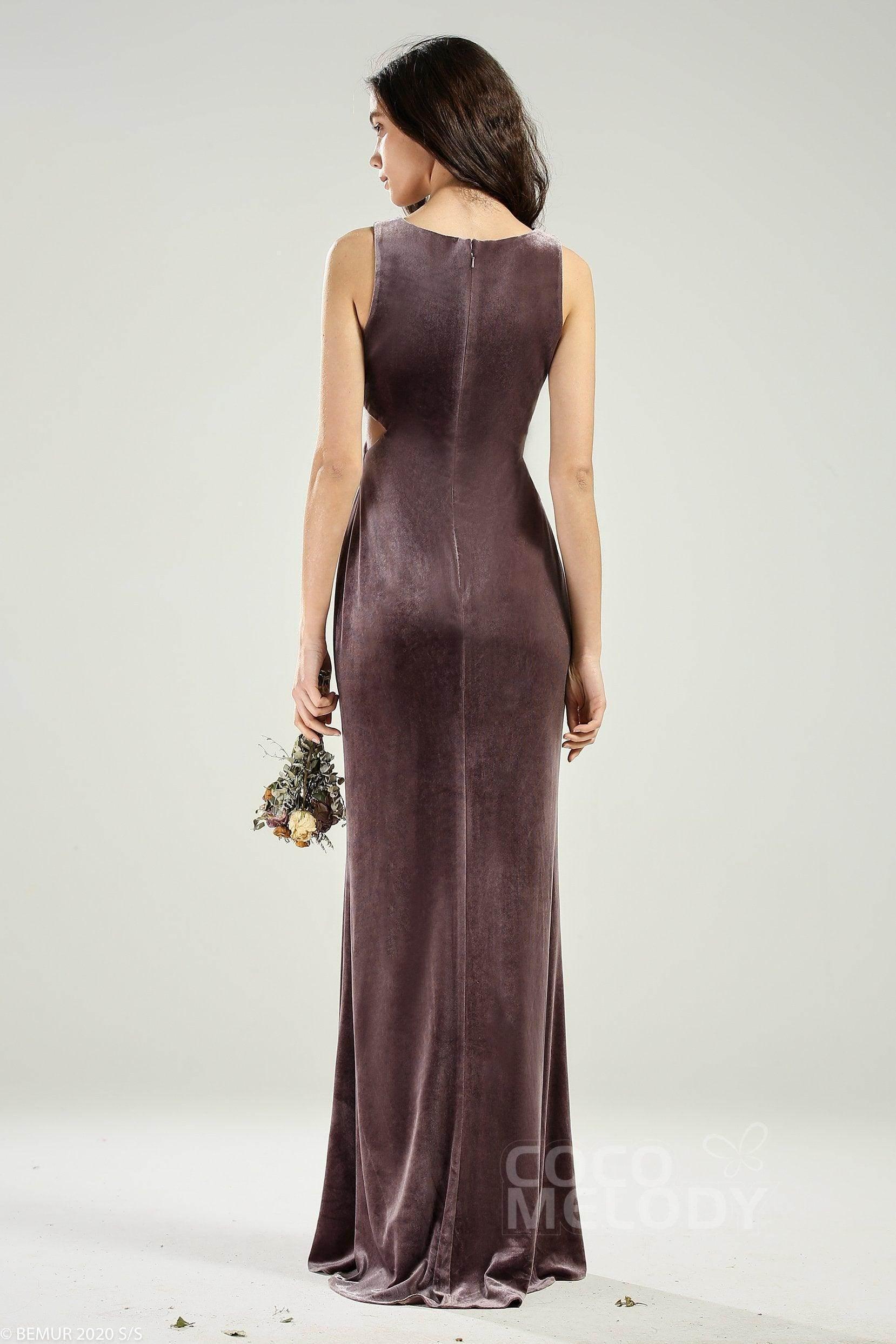 Sheath-Column Floor Length Velvet Dress CB0624CS