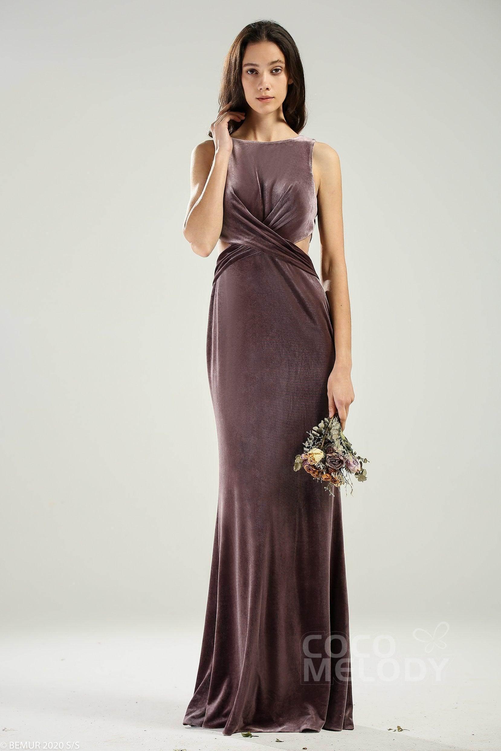 Sheath-Column Floor Length Velvet Dress CB0624CS