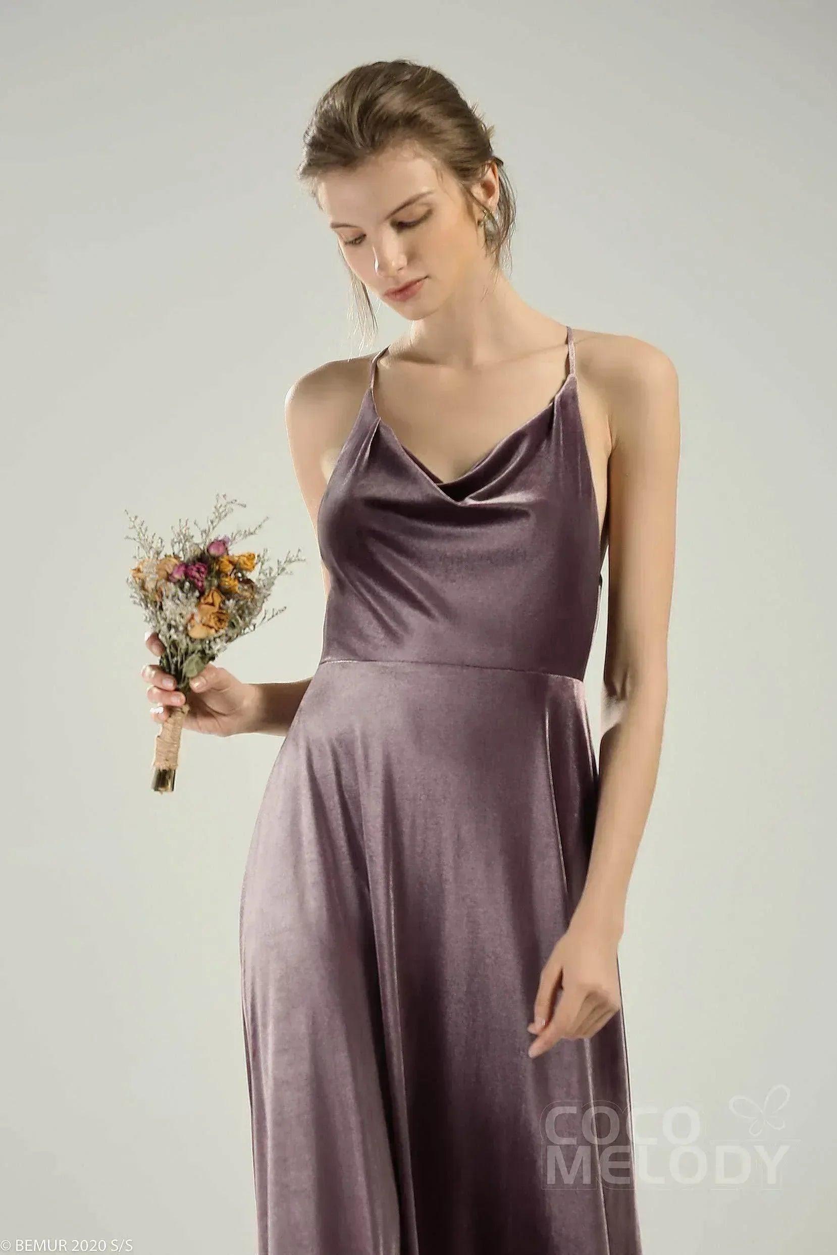 A-Line Floor Length Velvet Dress CB0625CS