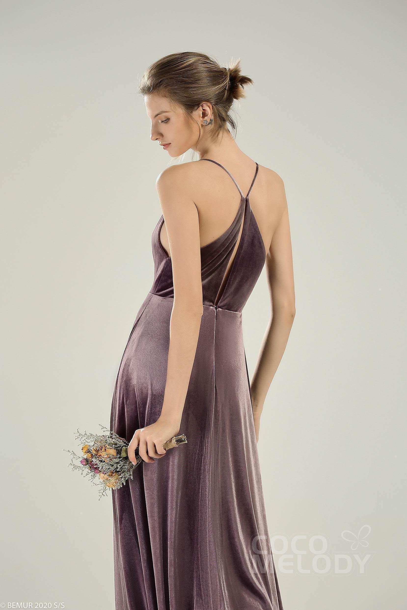 A-Line Floor Length Velvet Dress CB0625CS