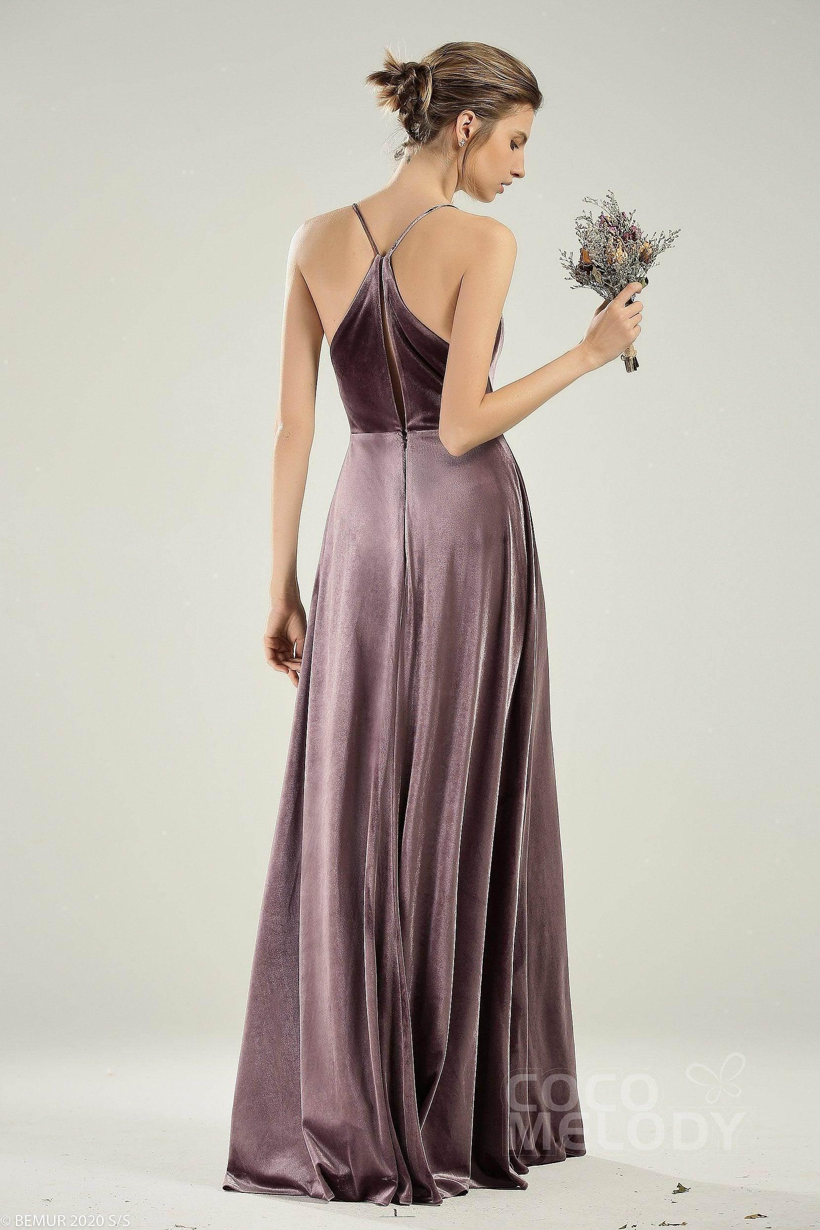 A-Line Floor Length Velvet Dress CB0625CS