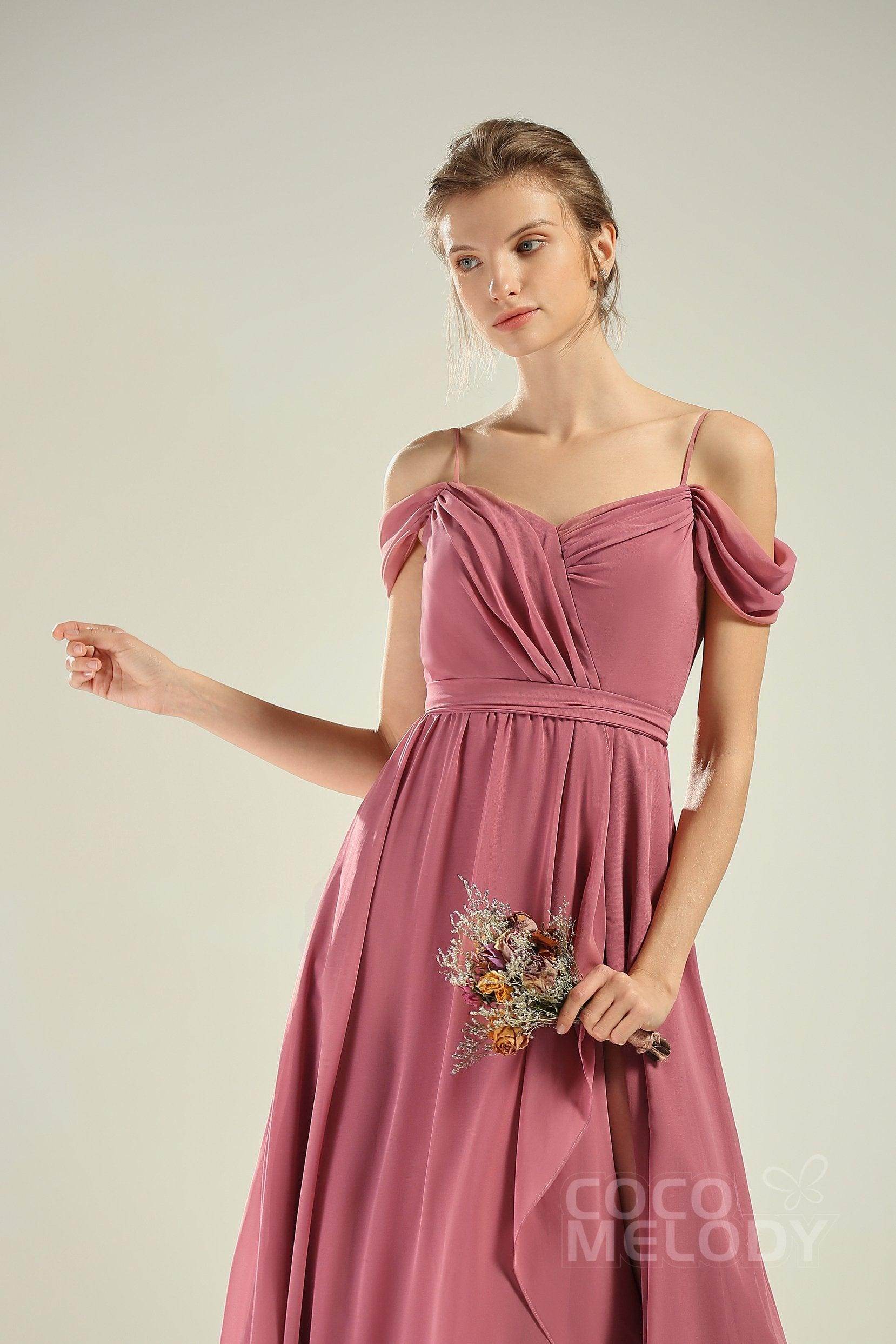 A-Line Floor Length Chiffon/Lace Bridesmaid Dress CB0628