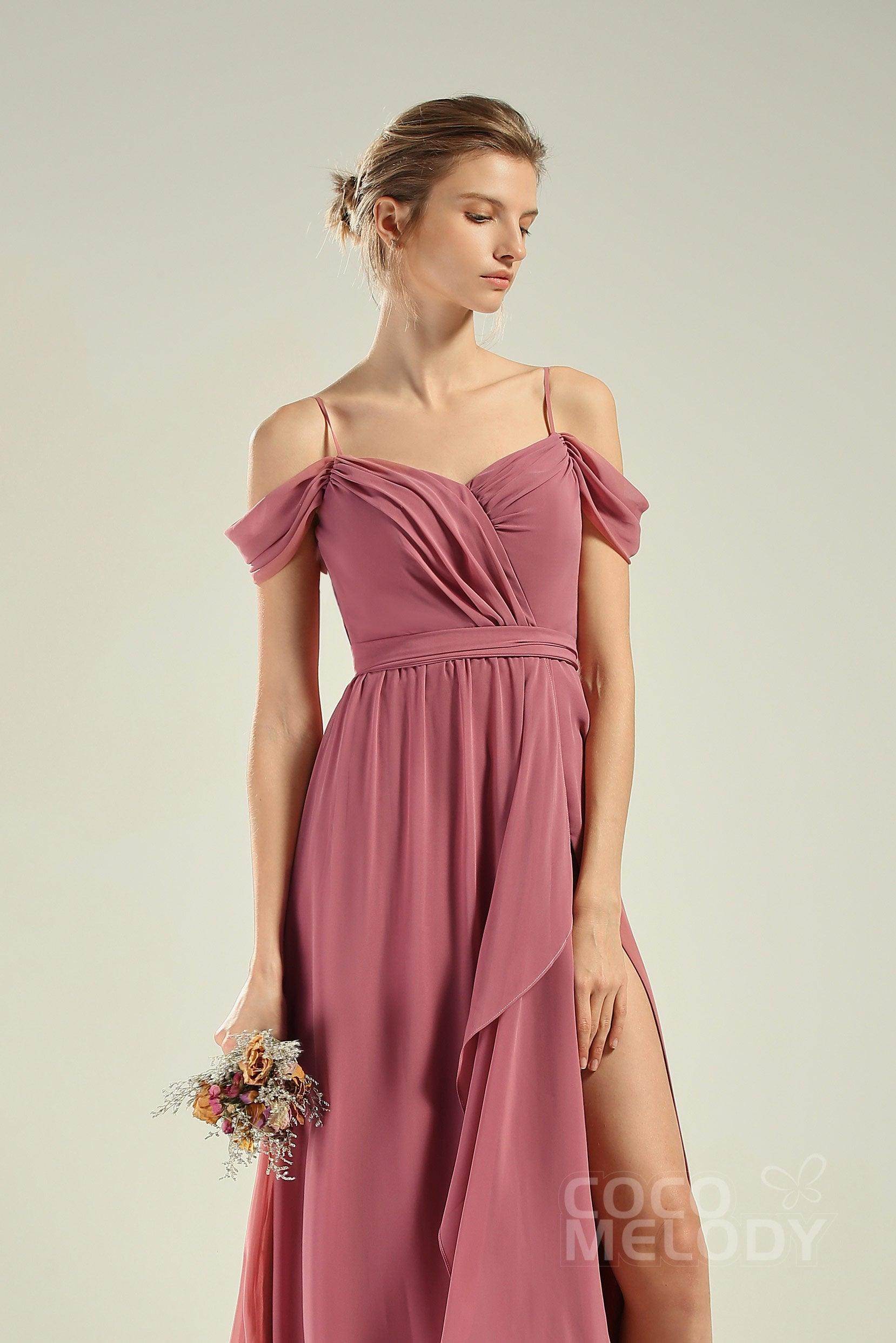 A-Line Floor Length Chiffon/Lace Bridesmaid Dress CB0628