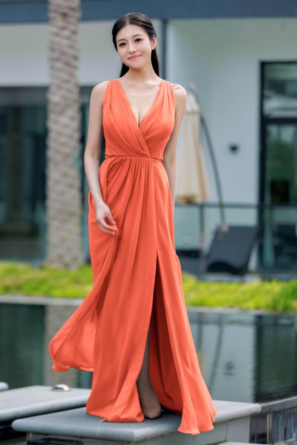 A-Line Floor Length Chiffon Bridesmaid Dress CB0708