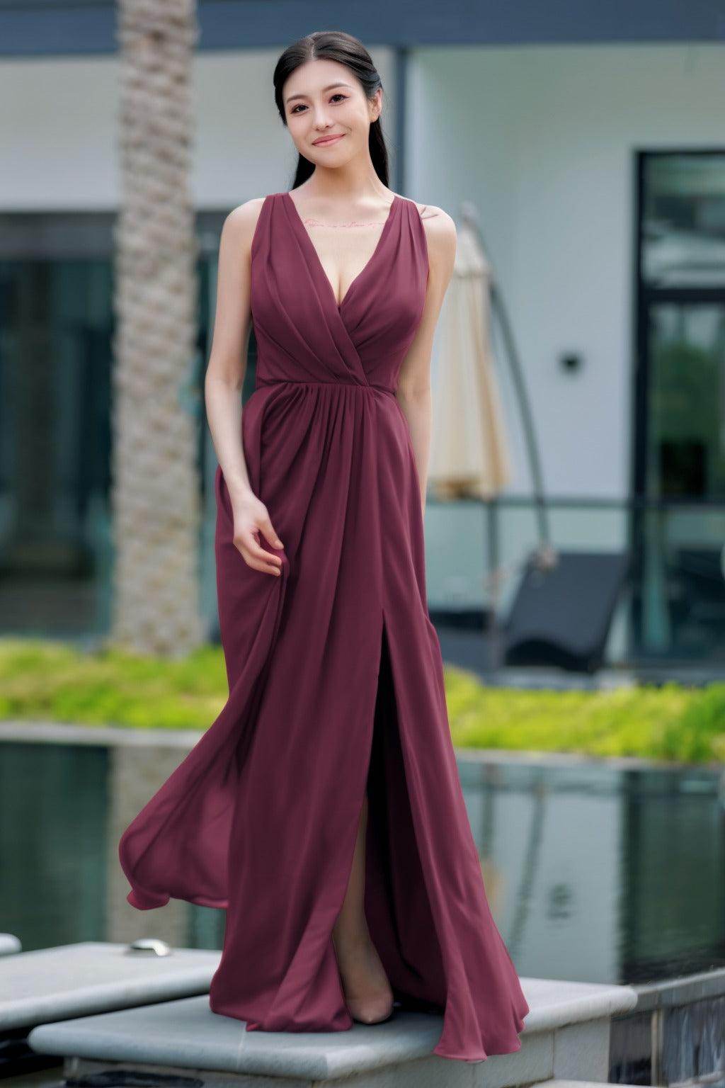 A-Line Floor Length Chiffon Bridesmaid Dress CB0708