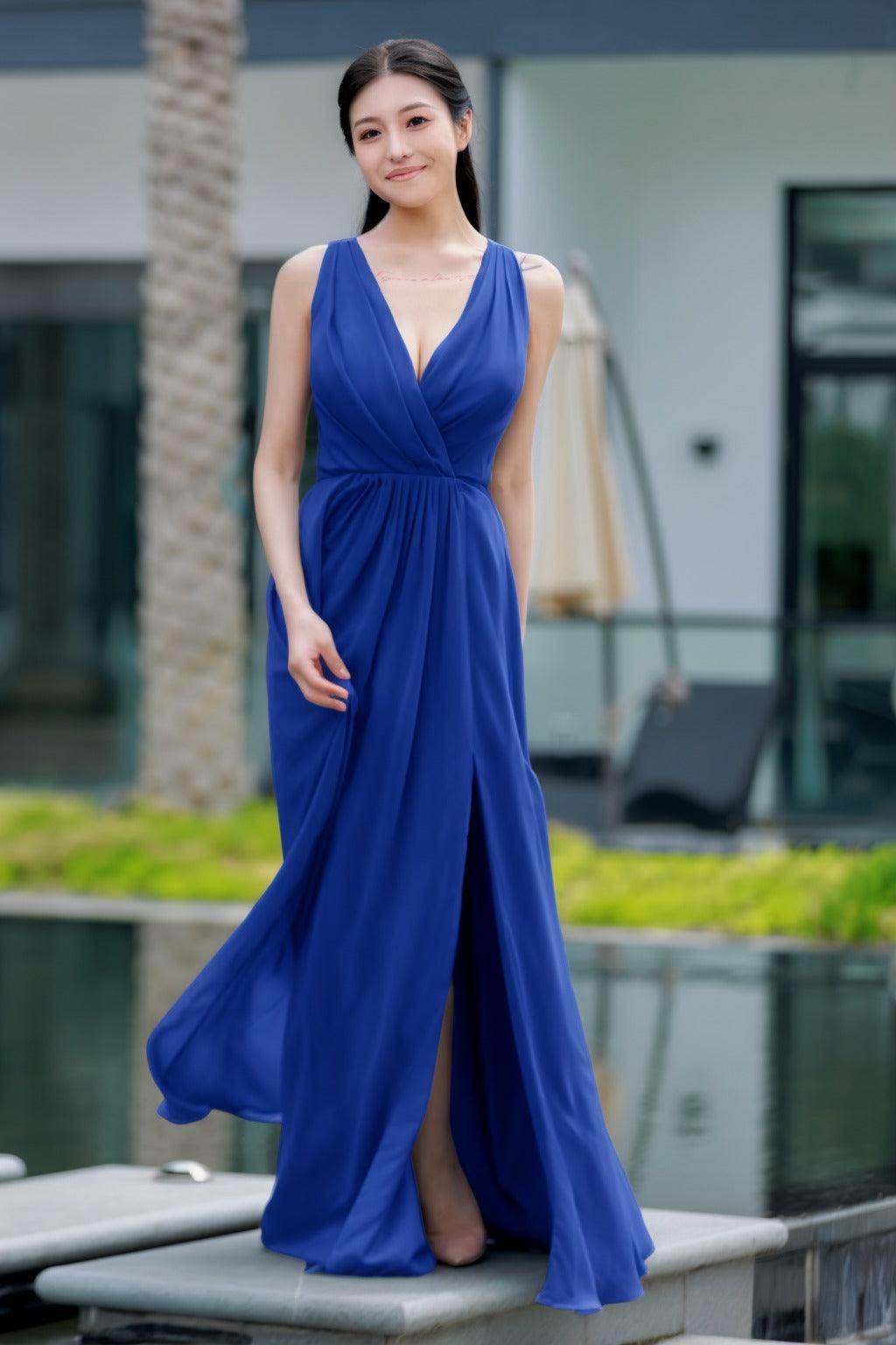 A-Line Floor Length Chiffon Bridesmaid Dress CB0708