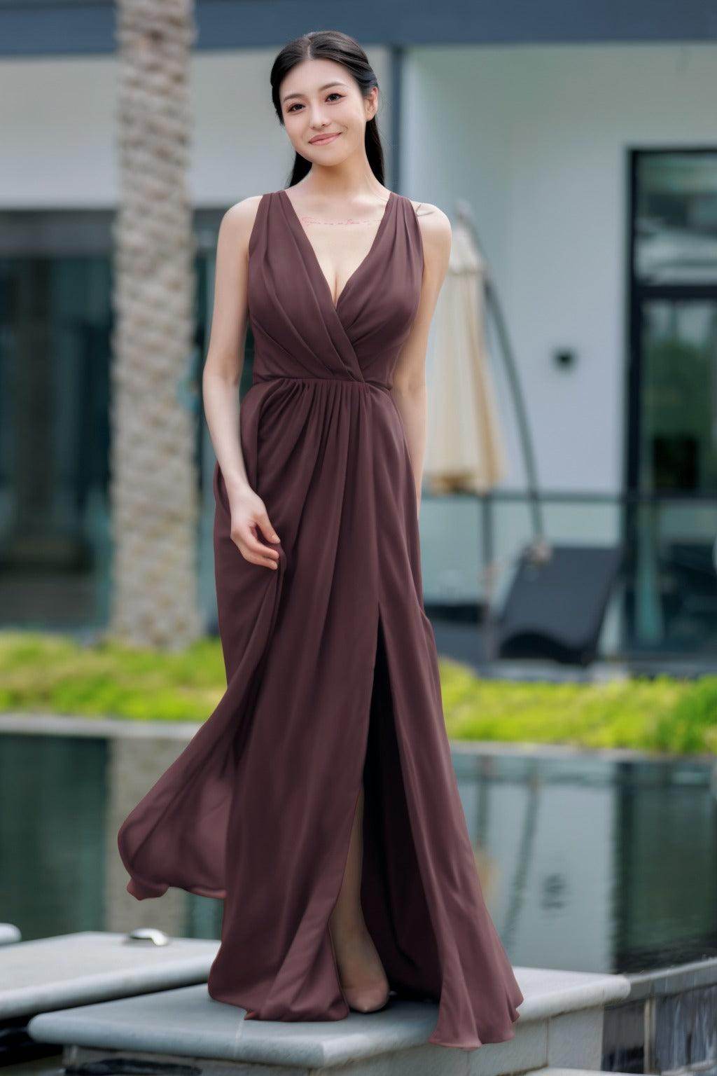 A-Line Floor Length Chiffon Bridesmaid Dress CB0708