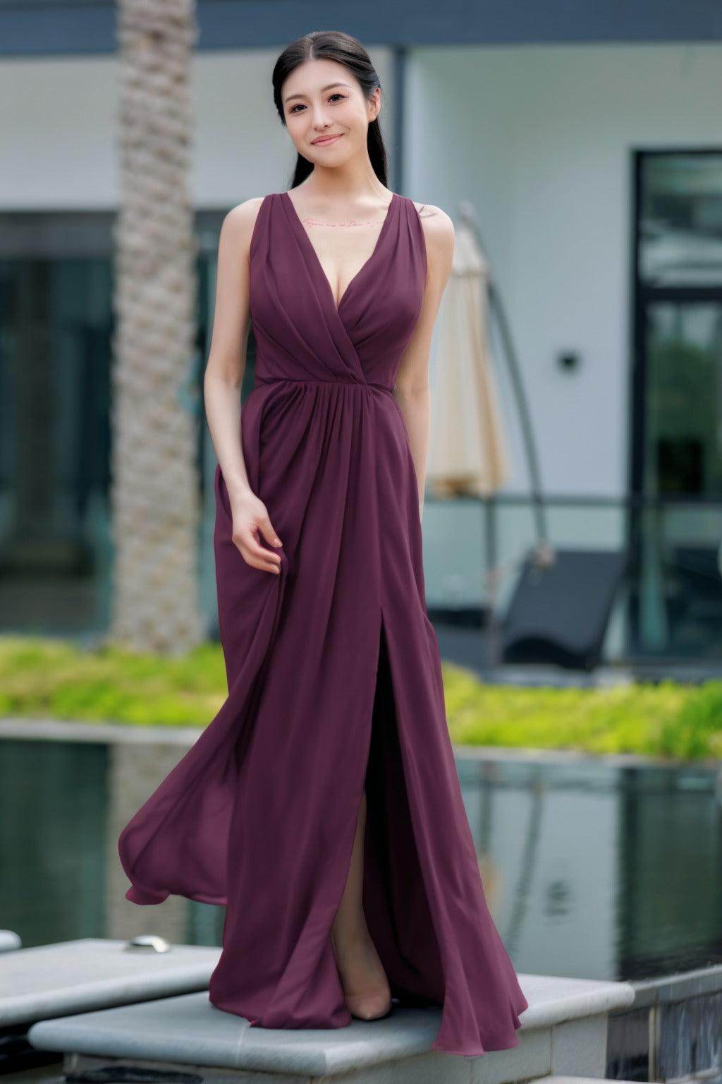 A-Line Floor Length Chiffon Bridesmaid Dress CB0708