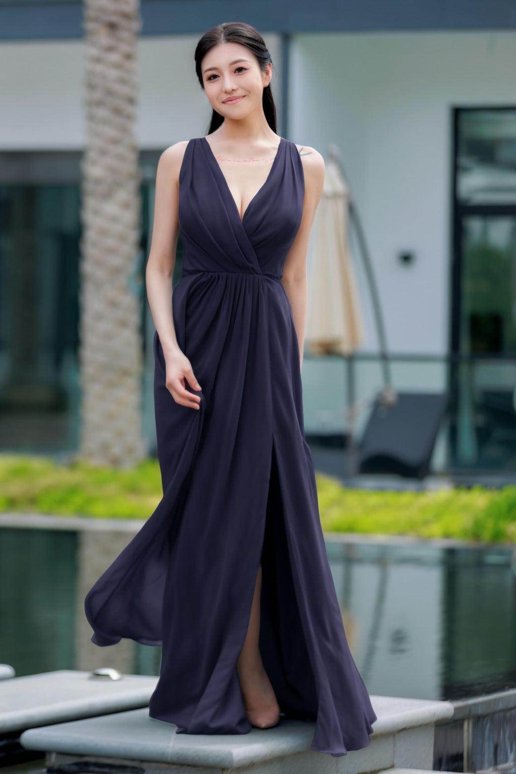A-Line Floor Length Chiffon Bridesmaid Dress CB0708