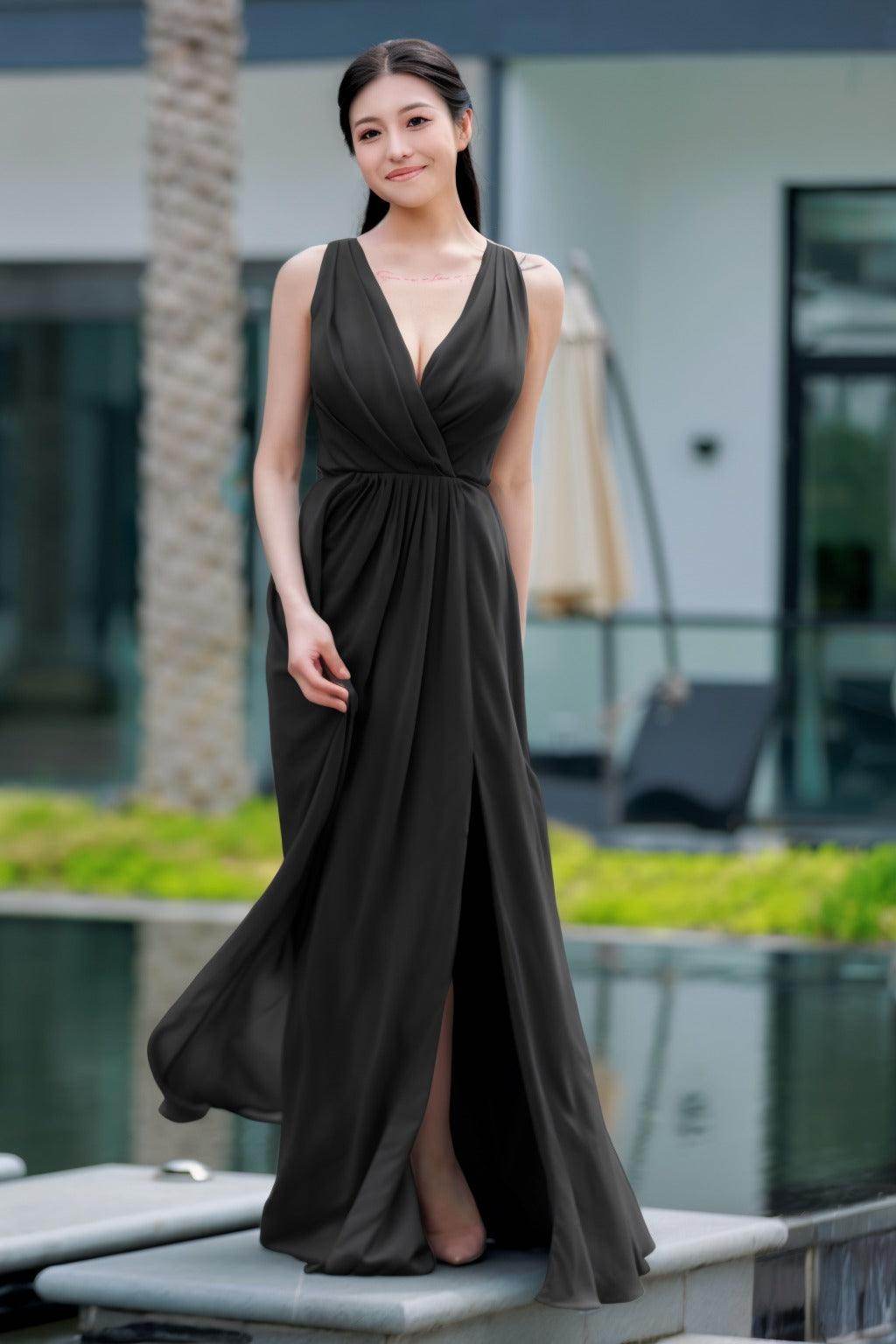 A-Line Floor Length Chiffon Bridesmaid Dress CB0708