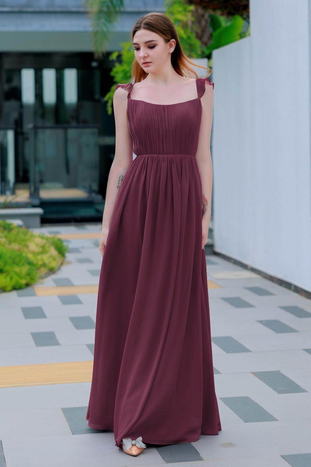 A-Line Floor Length Chiffon Bridesmaid Dress CB0714