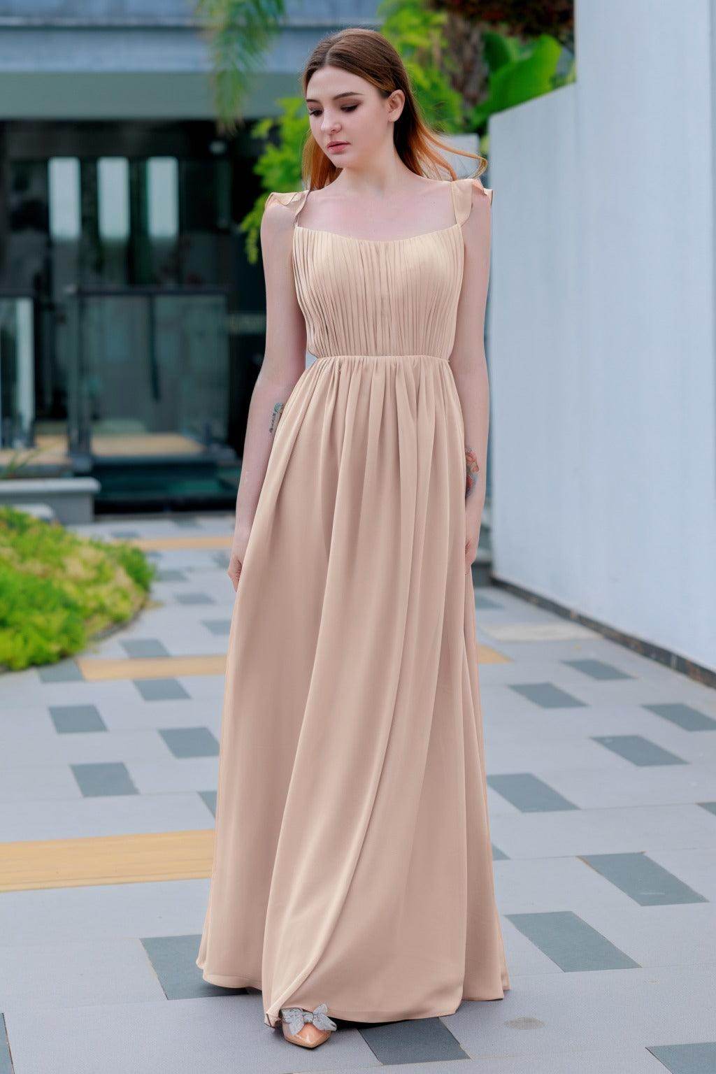 A-Line Floor Length Chiffon Bridesmaid Dress CB0714
