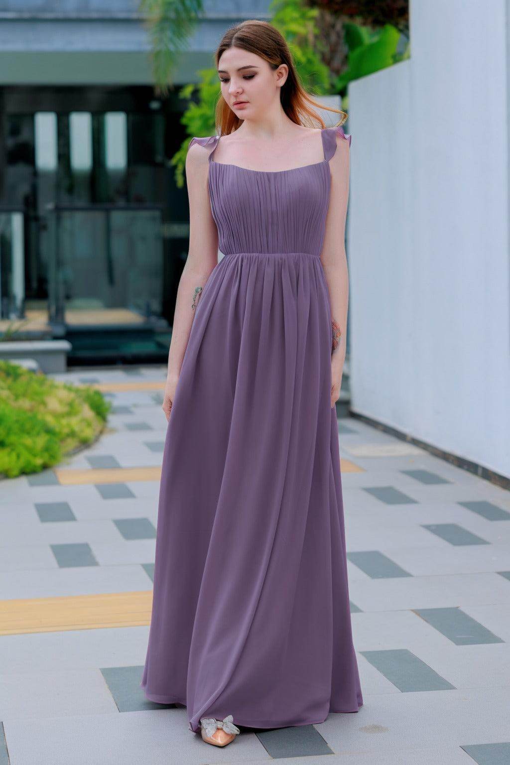 A-Line Floor Length Chiffon Bridesmaid Dress CB0714