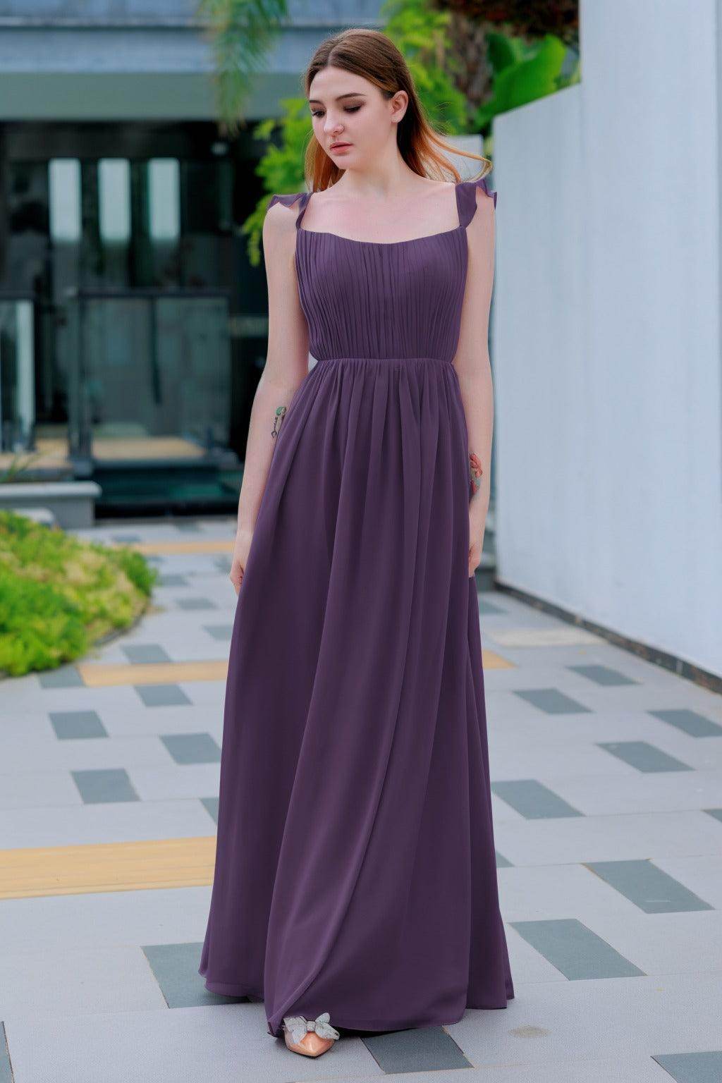 A-Line Floor Length Chiffon Bridesmaid Dress CB0714