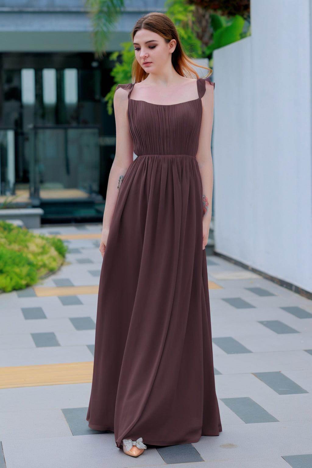 A-Line Floor Length Chiffon Bridesmaid Dress CB0714