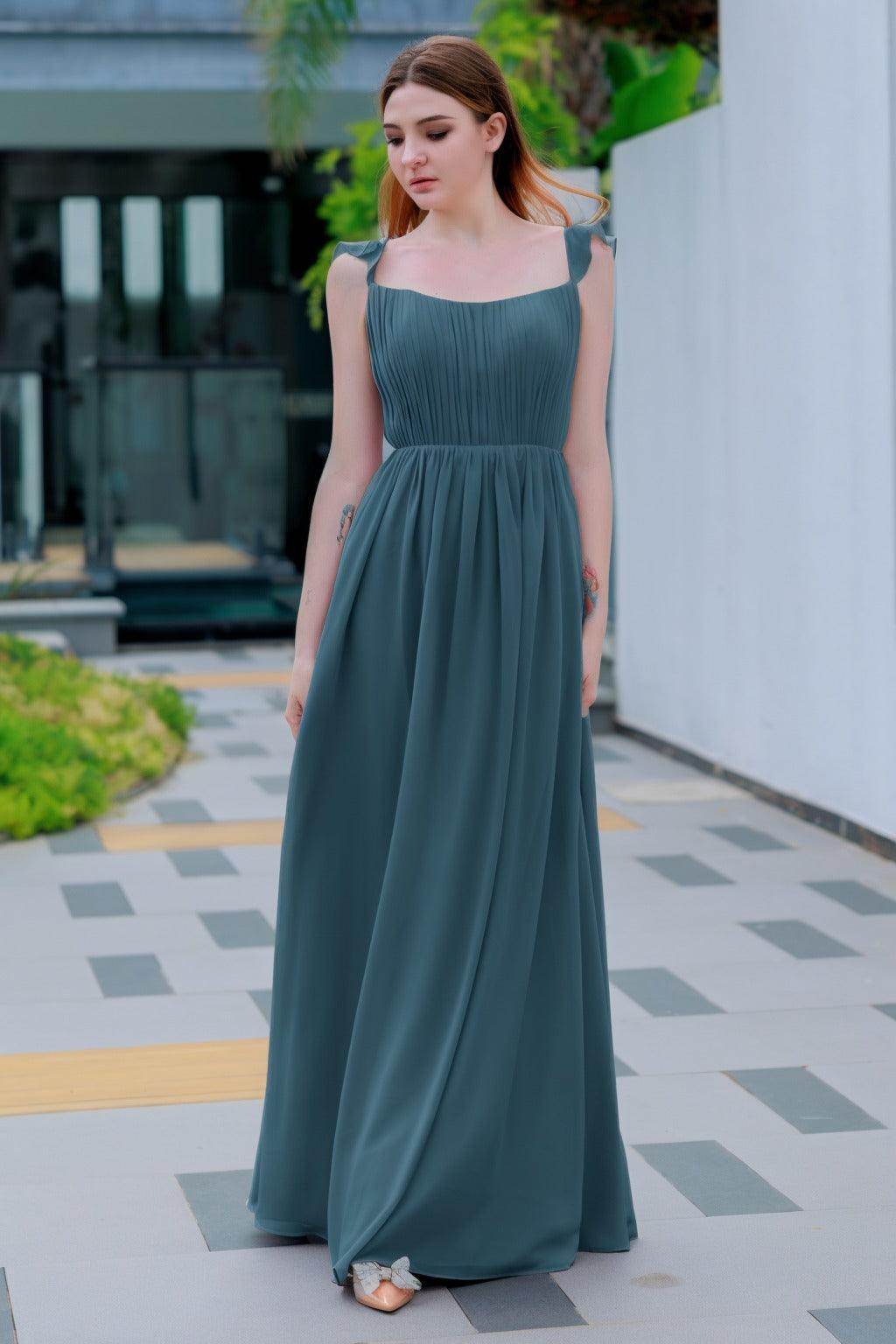 A-Line Floor Length Chiffon Bridesmaid Dress CB0714