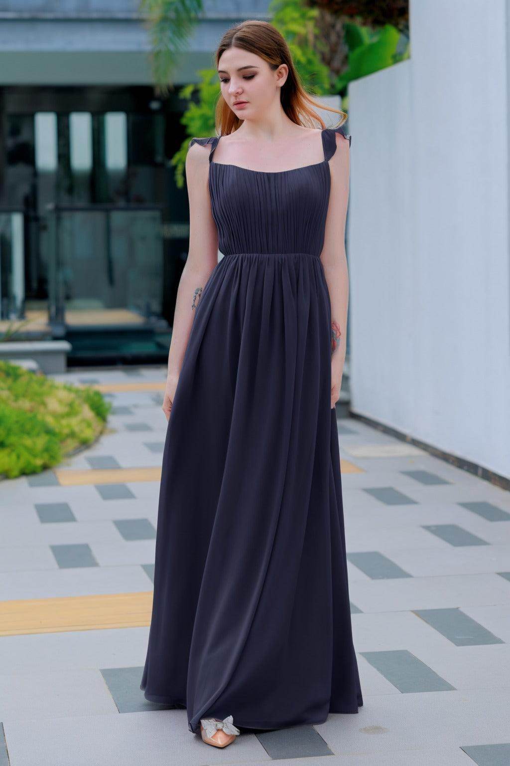 A-Line Floor Length Chiffon Bridesmaid Dress CB0714