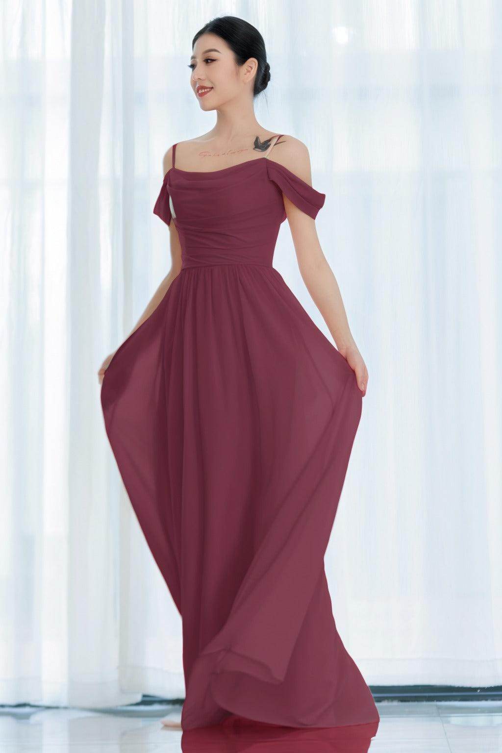 A-Line Floor Length Chiffon Bridesmaid Dress CB0717