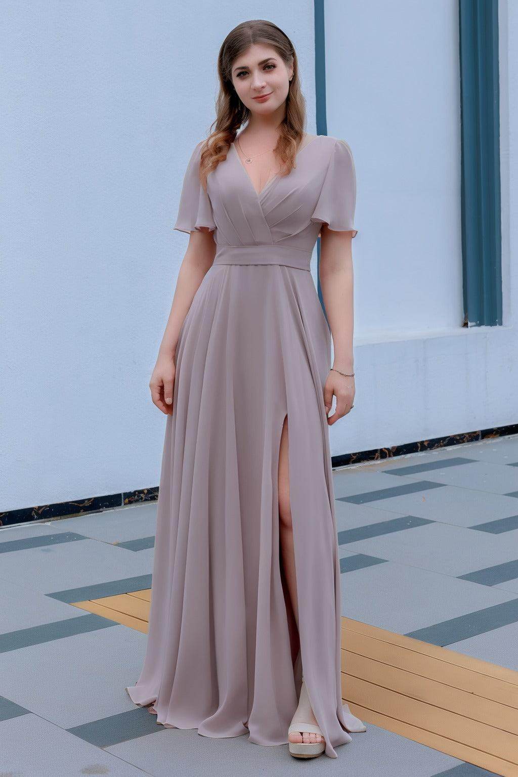 A-Line Floor Length Chiffon Bridesmaid Dress CB0719