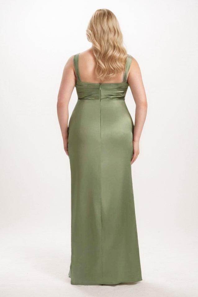 Sheath-Column Maxi Satin Bridesmaid Dress CB0734