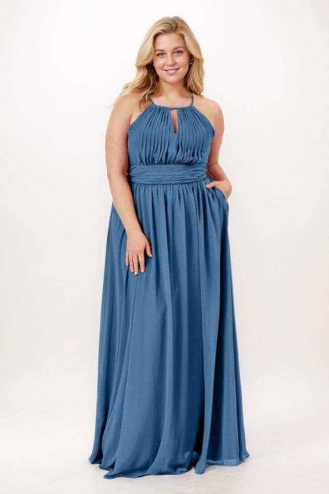 A-Line Maxi Chiffon Bridesmaid Dress CB0737