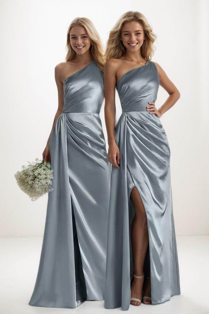 Sheath Bridesmaid Dress with High Split in Light Blue CB0795