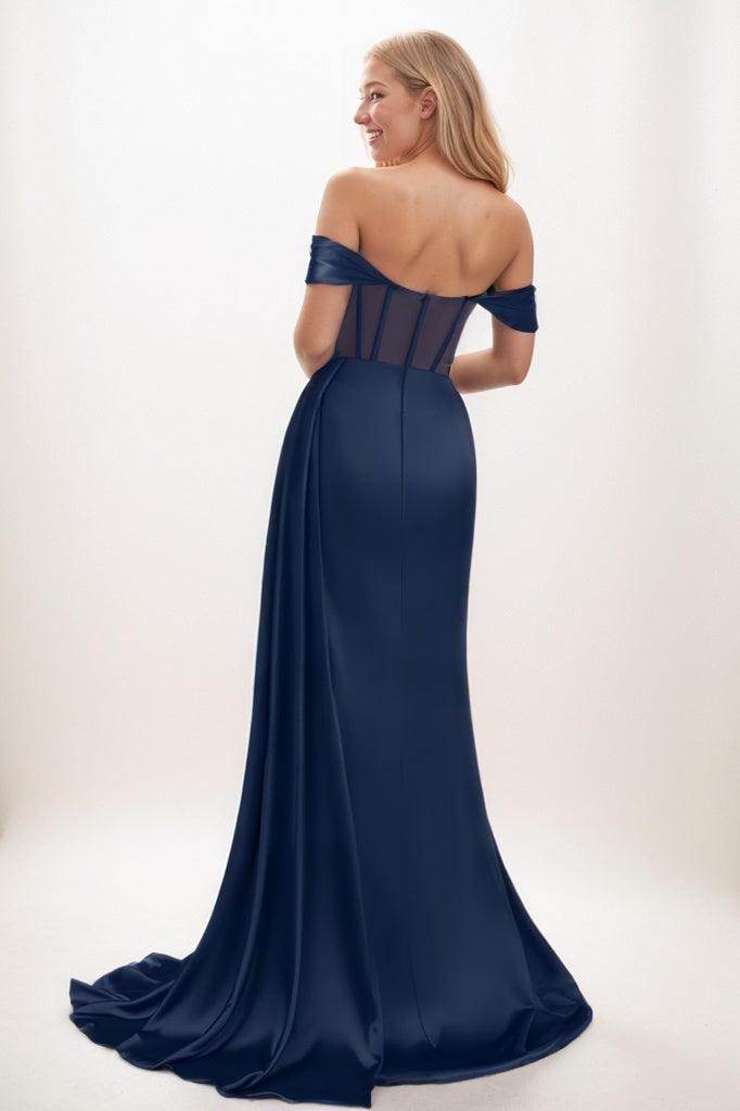 Off The Shoulder Bridesmaid Dress with Cap Sleeves CB0801