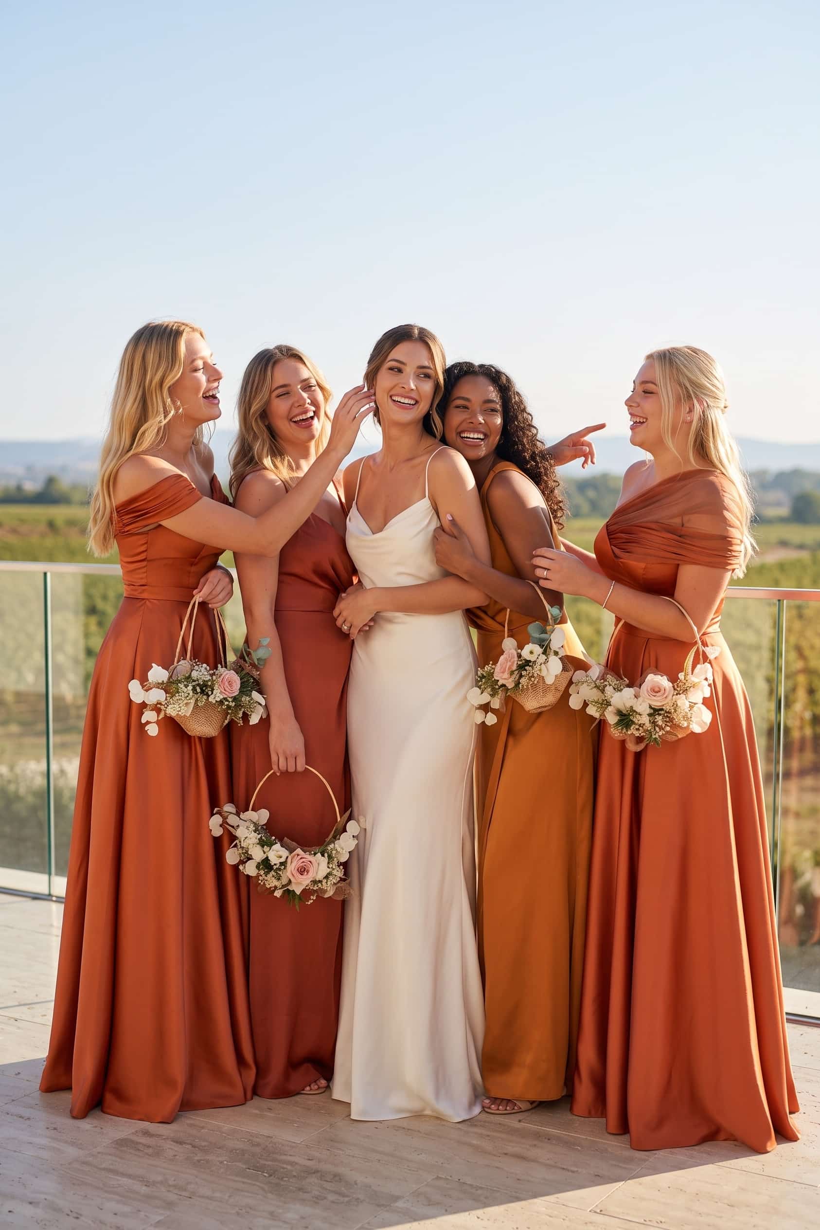 One-Shoulder Satin A-Line Bridesmaid Dress in Copper CB0802