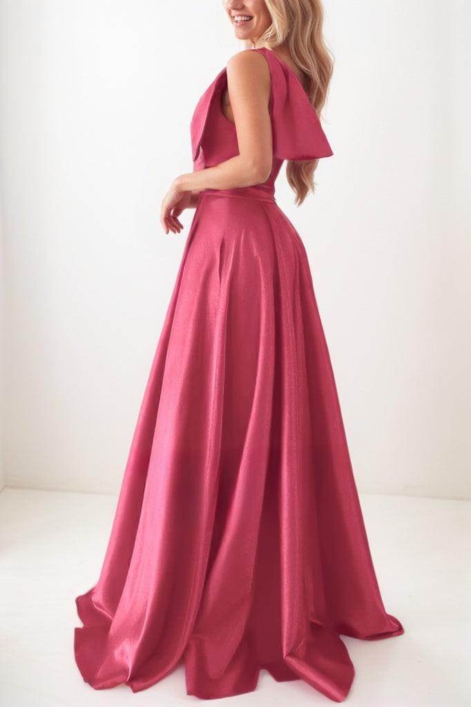 A-Line Pink Bridesmaid Dress with Bowknot and Pockets CB0807