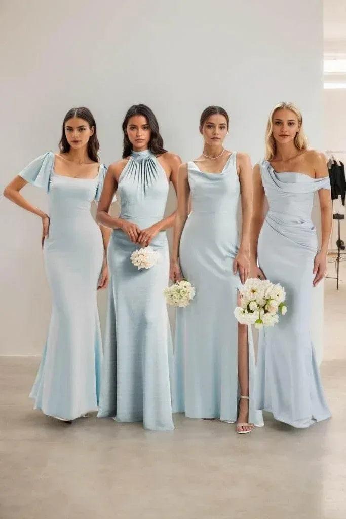 Sheath-Column Maxi Elastic Cloth Bridesmaid Dress CB0814