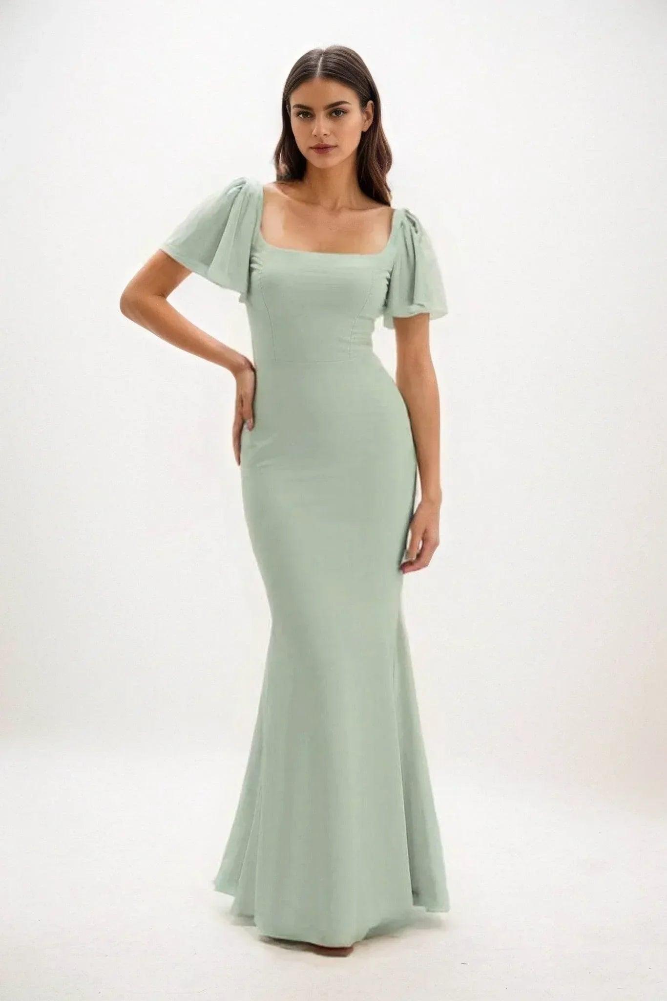 Sheath-Column Maxi Chiffon Dress CB0813CS