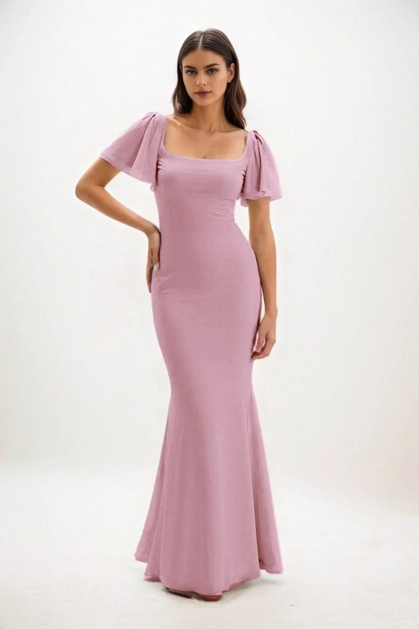 Sheath-Column Maxi Chiffon Dress CB0813CS