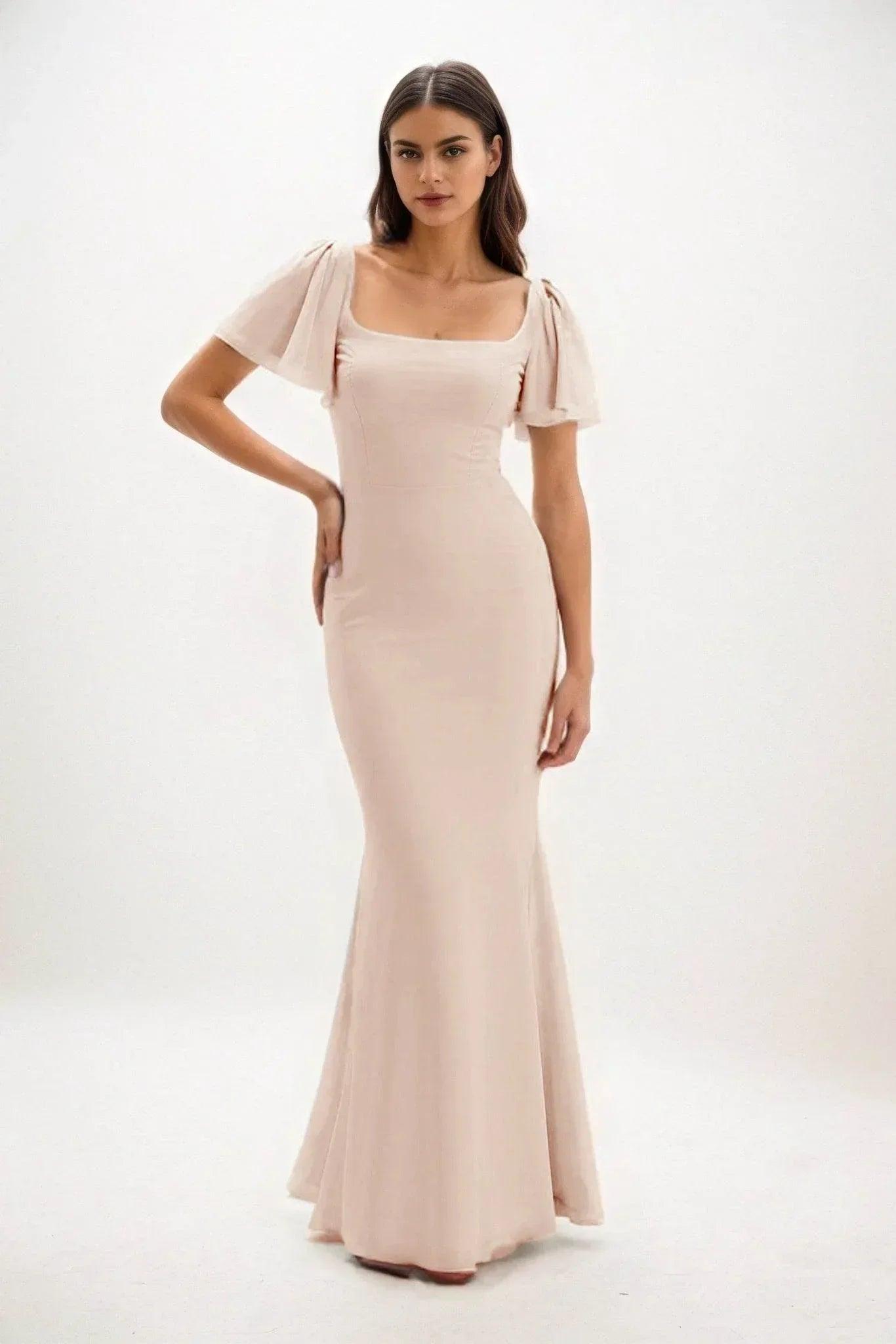 Sheath-Column Maxi Chiffon Dress CB0813CS