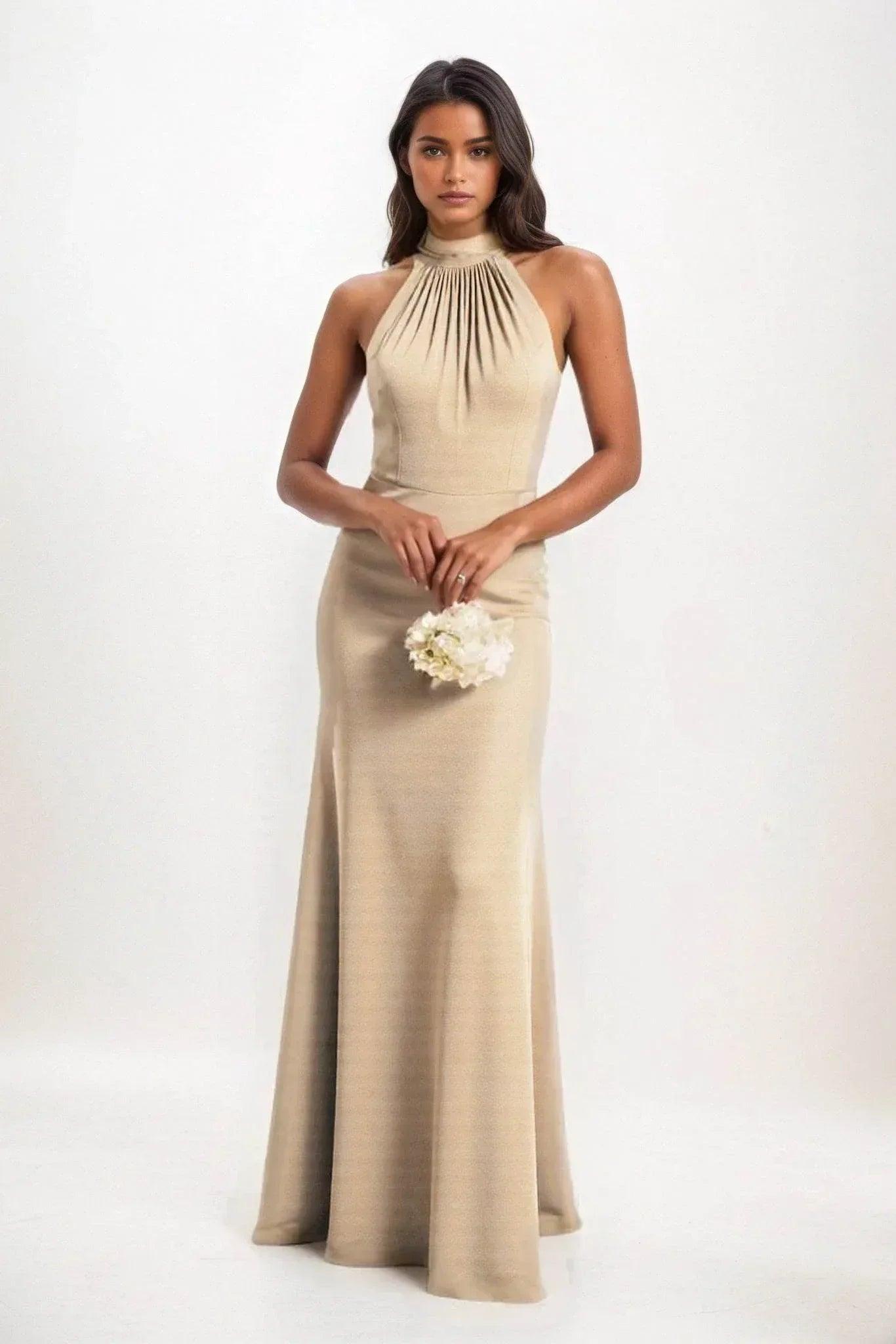 Sheath-Column Maxi Elastic Cloth Dress CB0814CS