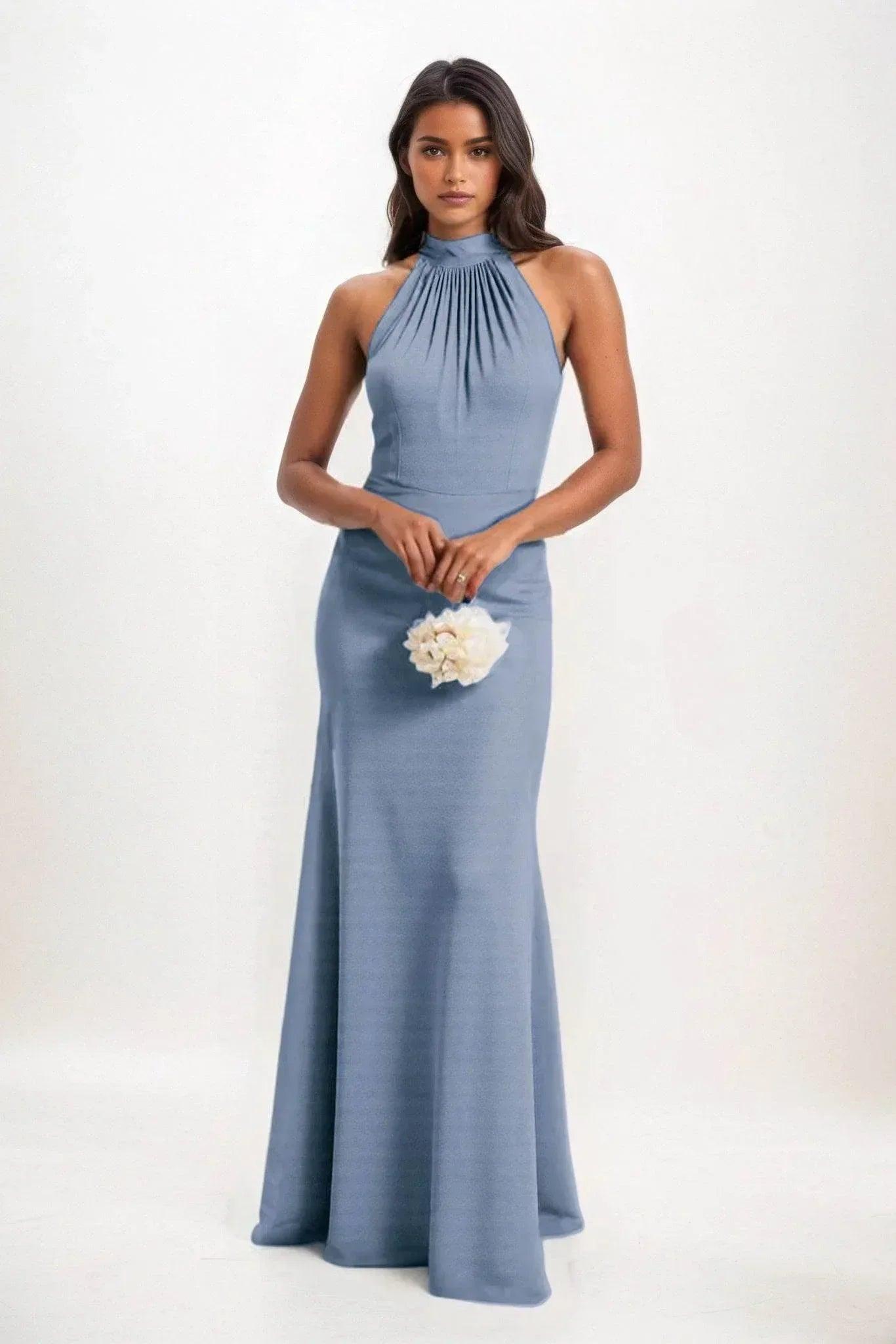 Sheath-Column Maxi Elastic Cloth Bridesmaid Dress CB0814