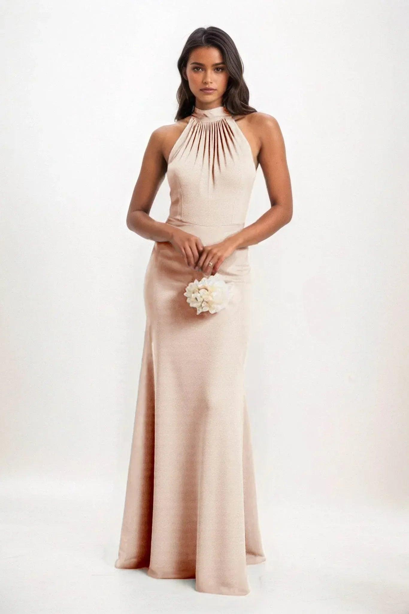 Sheath-Column Maxi Elastic Cloth Dress CB0814CS